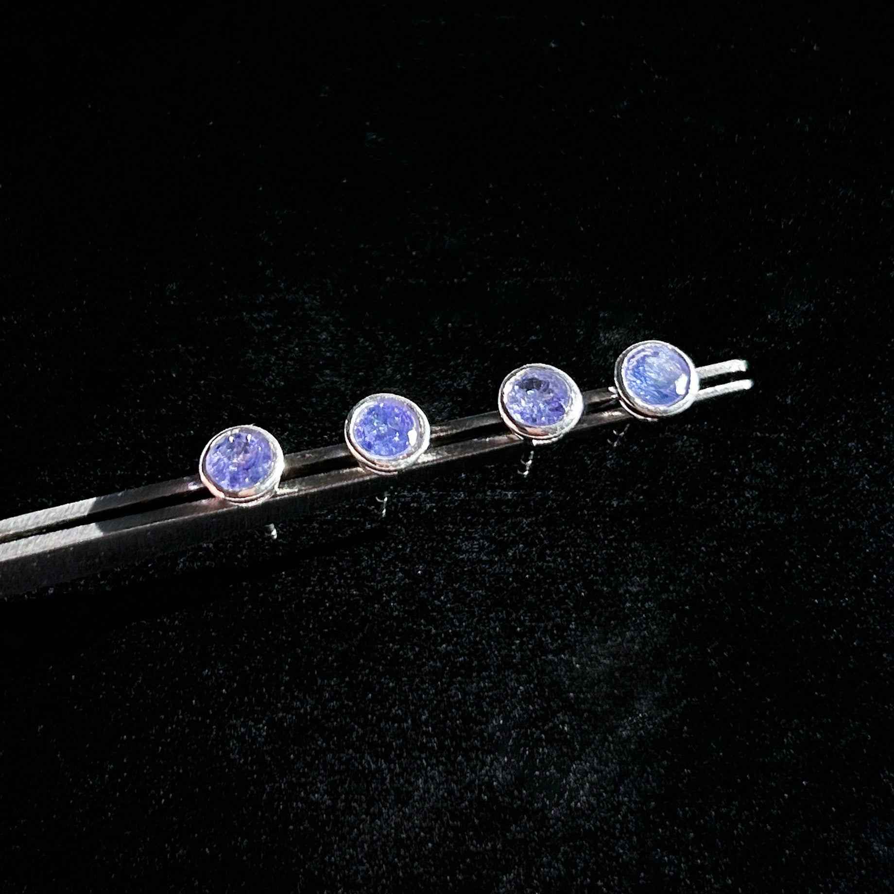 High Quality Tanzanite Stud Earrings in 925 Sterling Silver