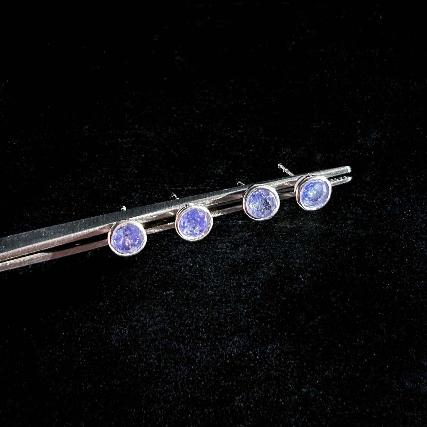 High Quality Tanzanite Stud Earrings in 925 Sterling Silver