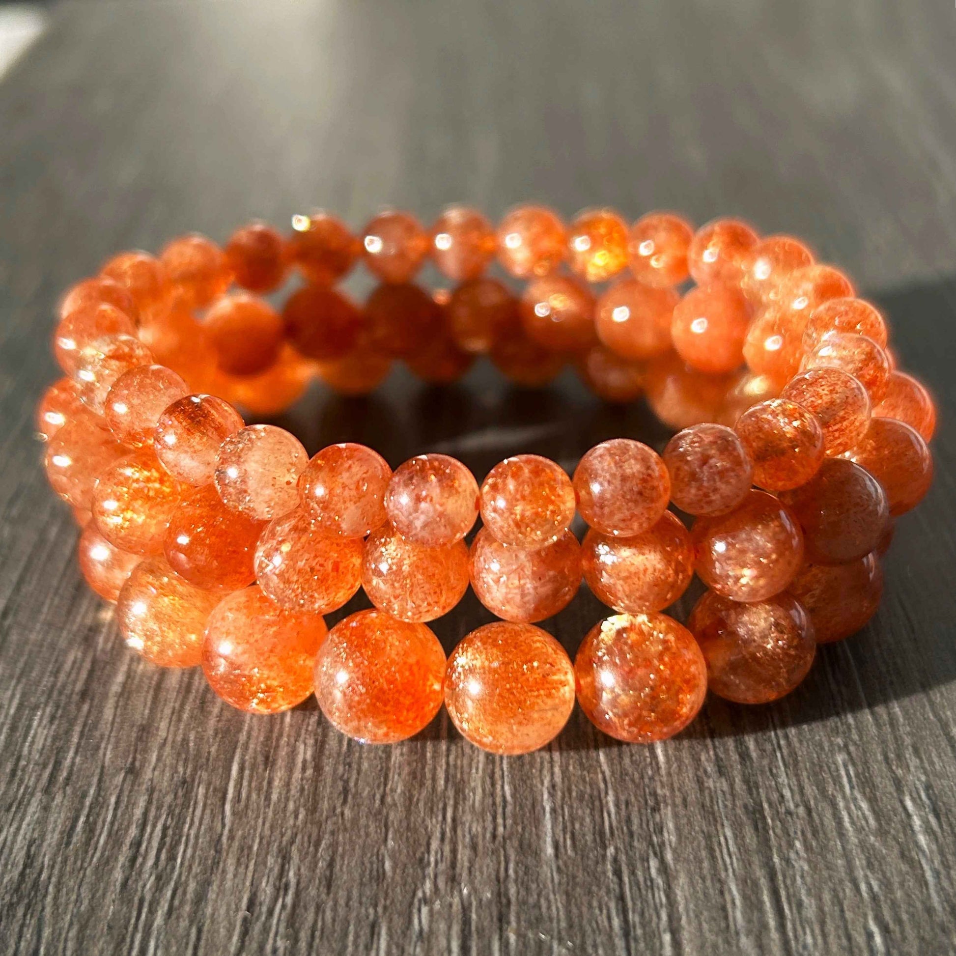 High Quality Golden Sunstone Quartz Bracelet in 6 to 9MM | Lepidocrocite