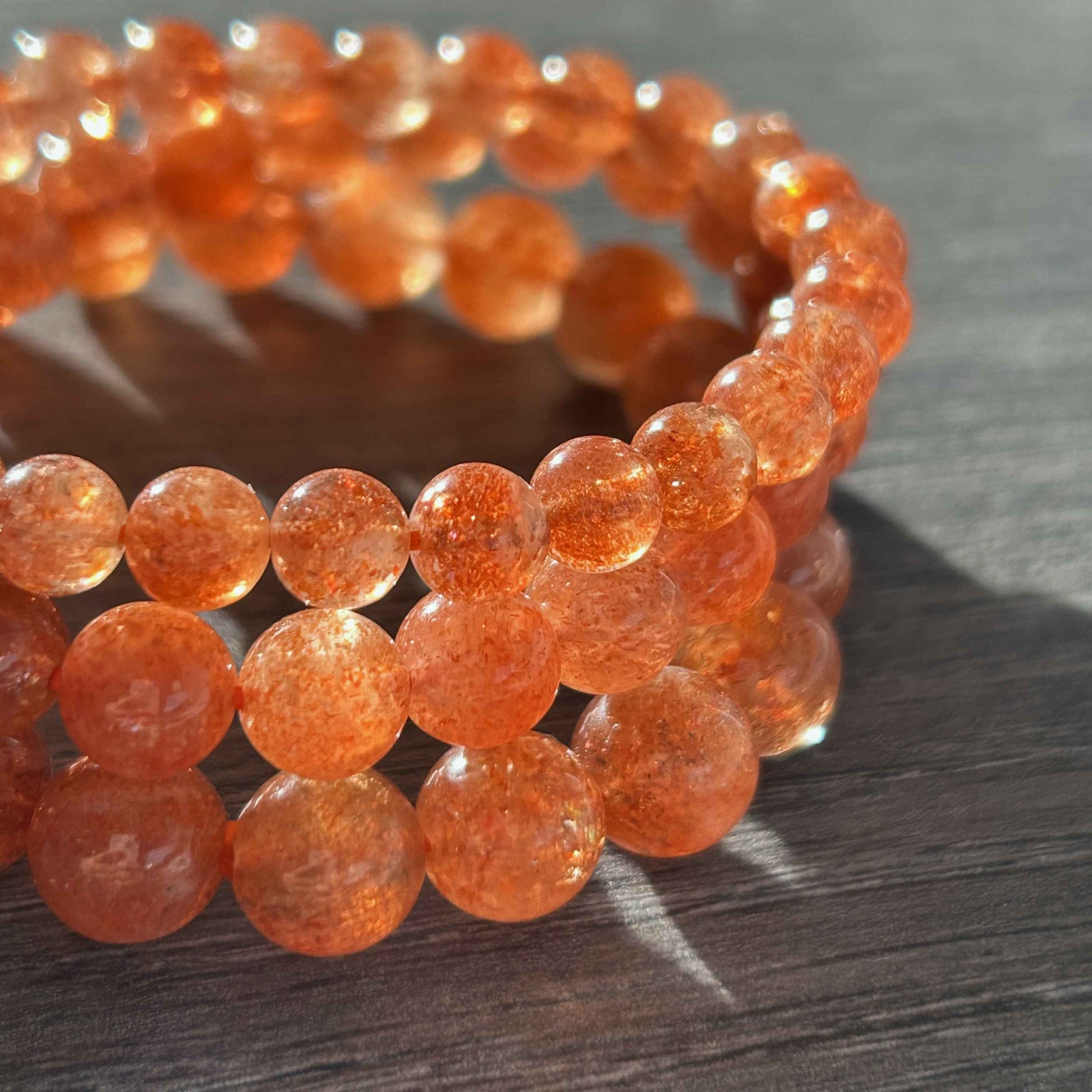 High Quality Golden Sunstone Quartz Bracelet in 6 to 9MM | Lepidocrocite