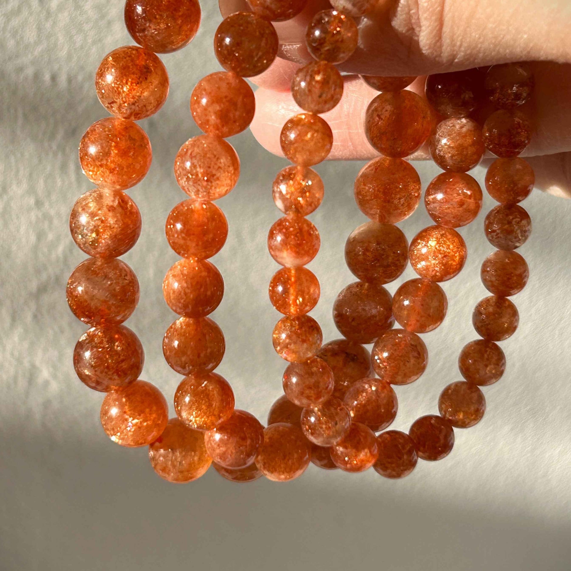 High Quality Golden Sunstone Quartz Bracelet in 6 to 9MM | Lepidocrocite