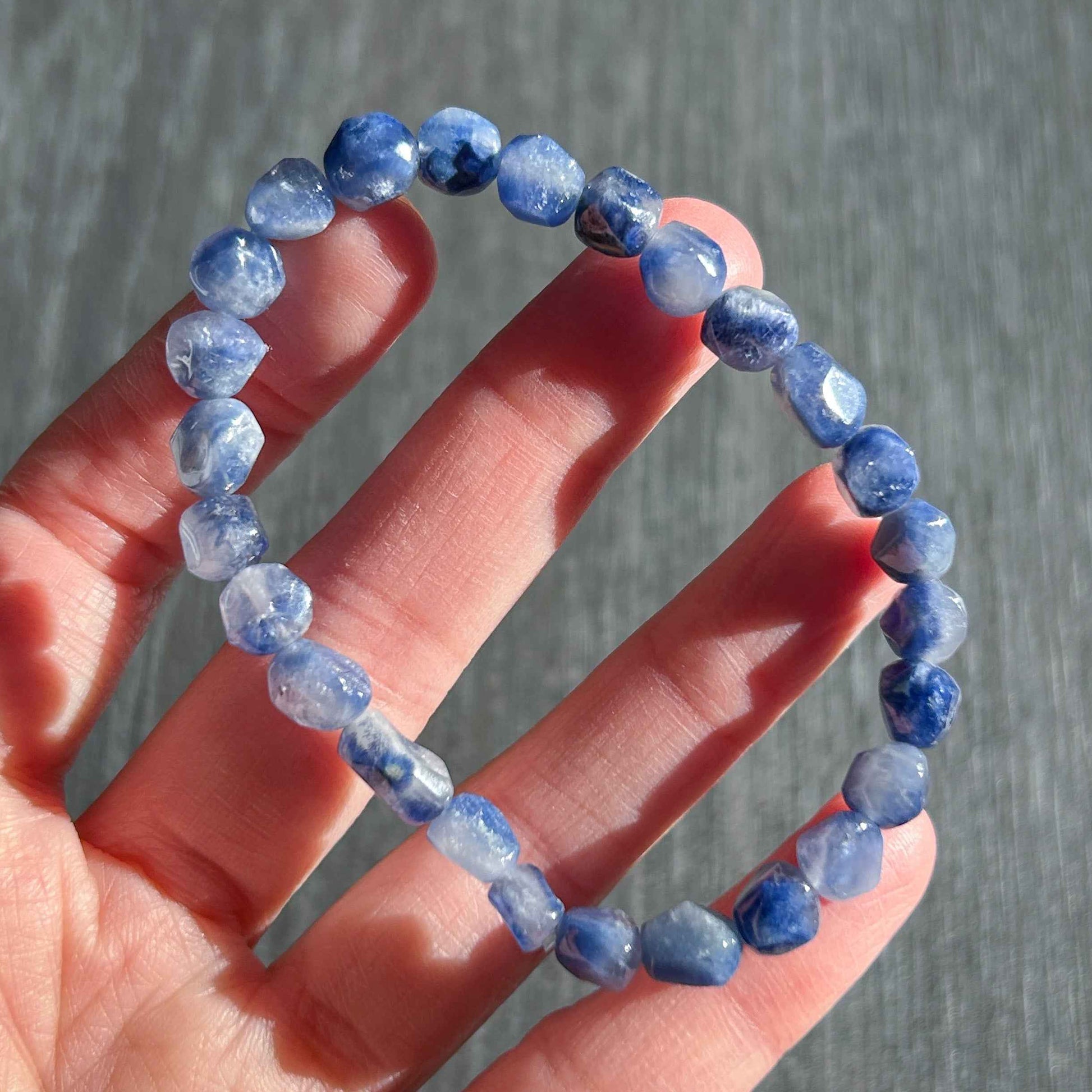 Rare Natural Dumortierite Faceted Bracelet in 7MM