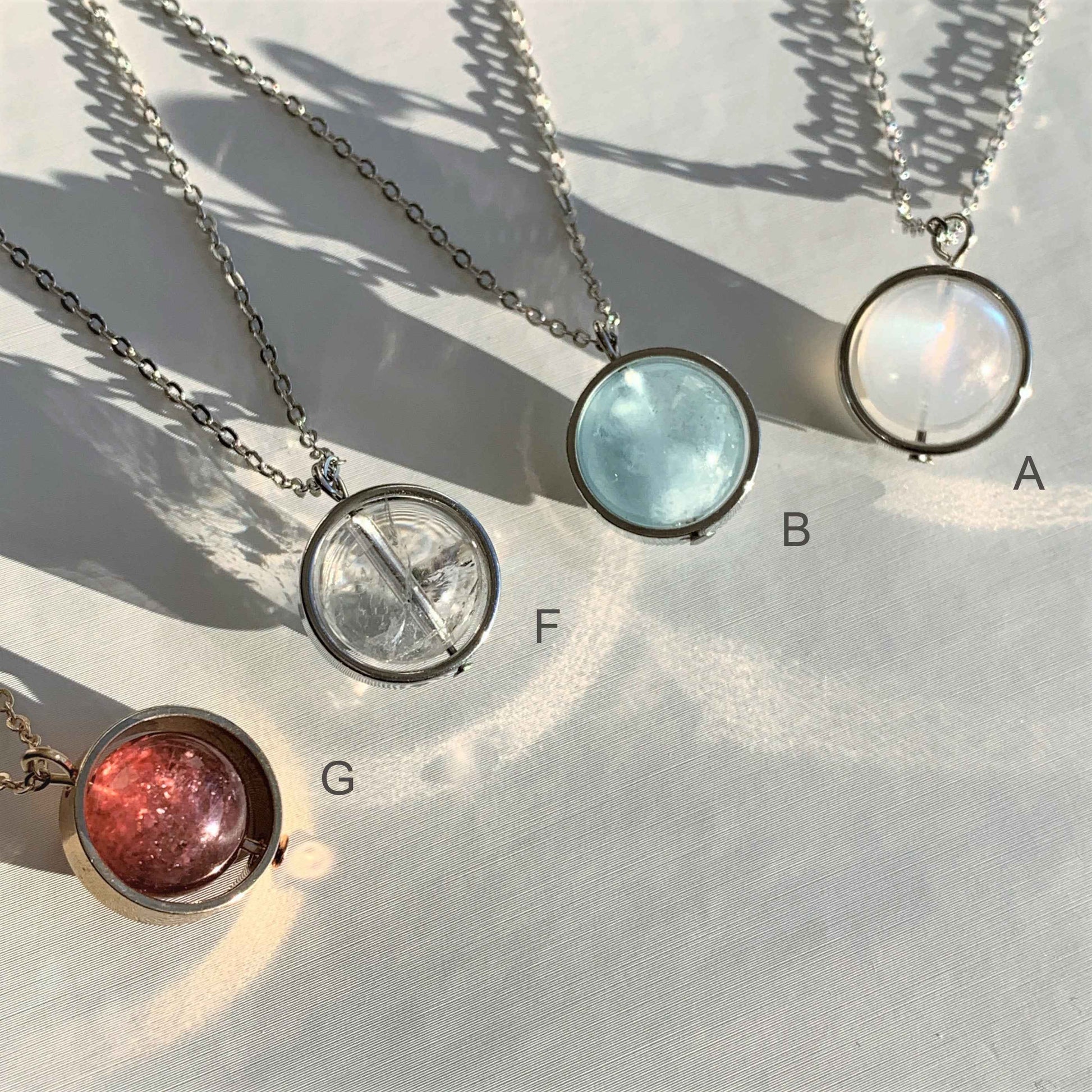 7 Types of Crystal Beads Necklace Silver 14k Gold Pendant | Moonstone Herkimer Kunzite (chain included)