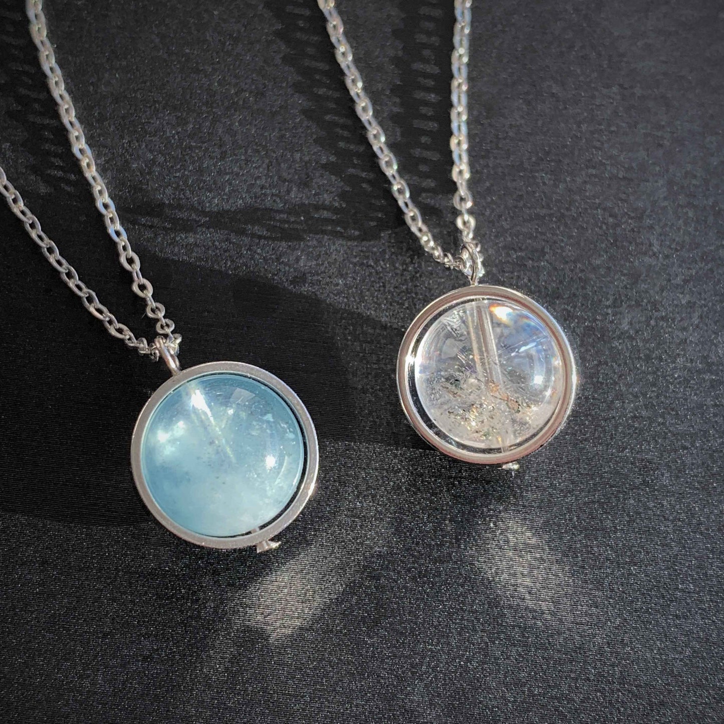 7 Types of Crystal Beads Necklace Silver 14k Gold Pendant | Moonstone Herkimer Kunzite (chain included)