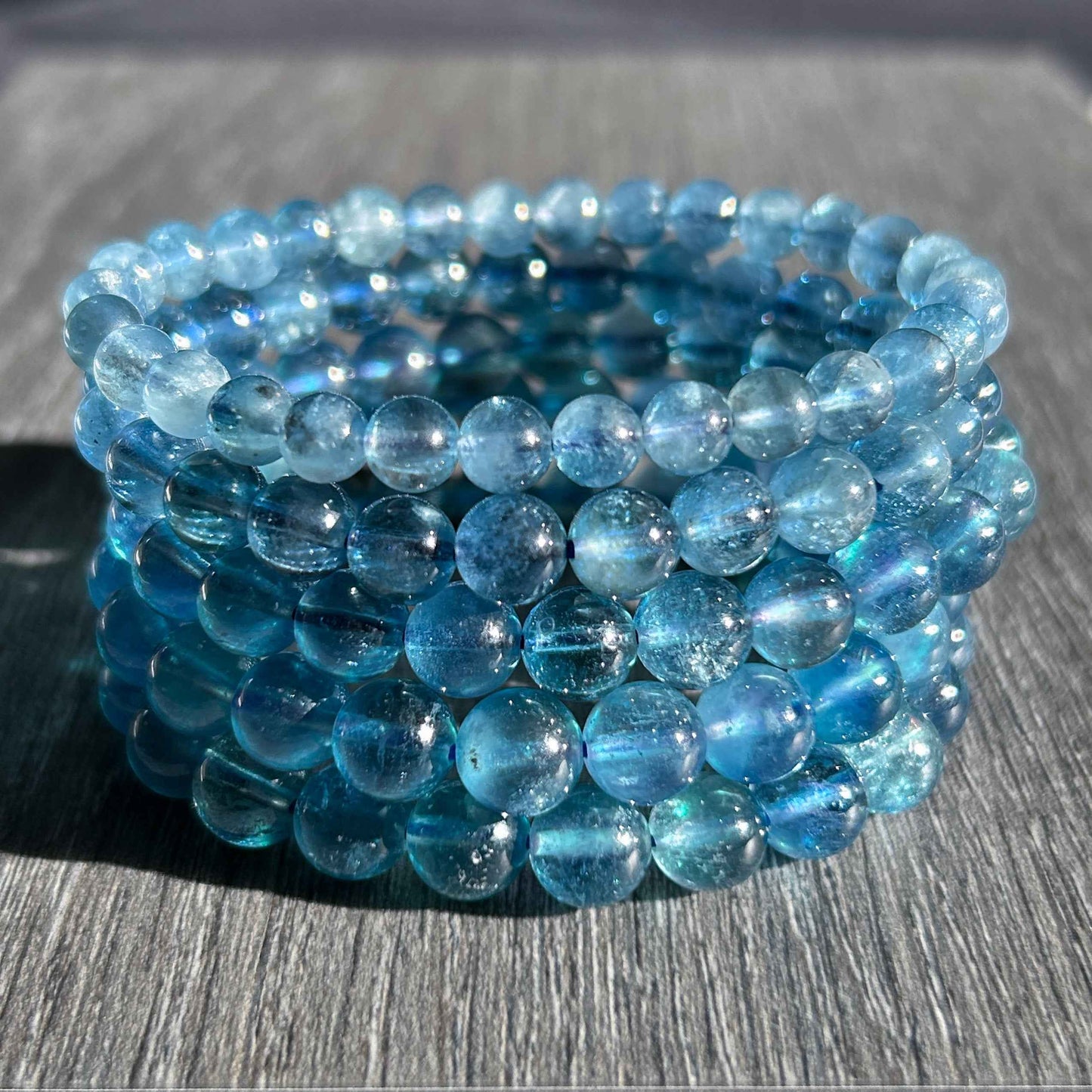Rare High Quality Starry Devil Blue Aquamarine Bracelet in 6 to 8MM