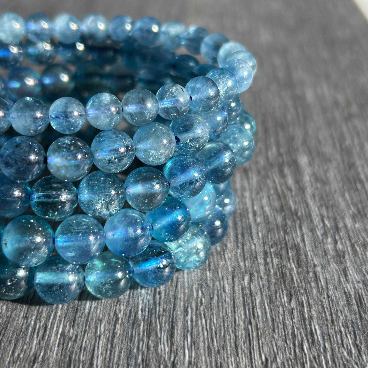 Rare High Quality Starry Devil Blue Aquamarine Bracelet in 6 to 8MM