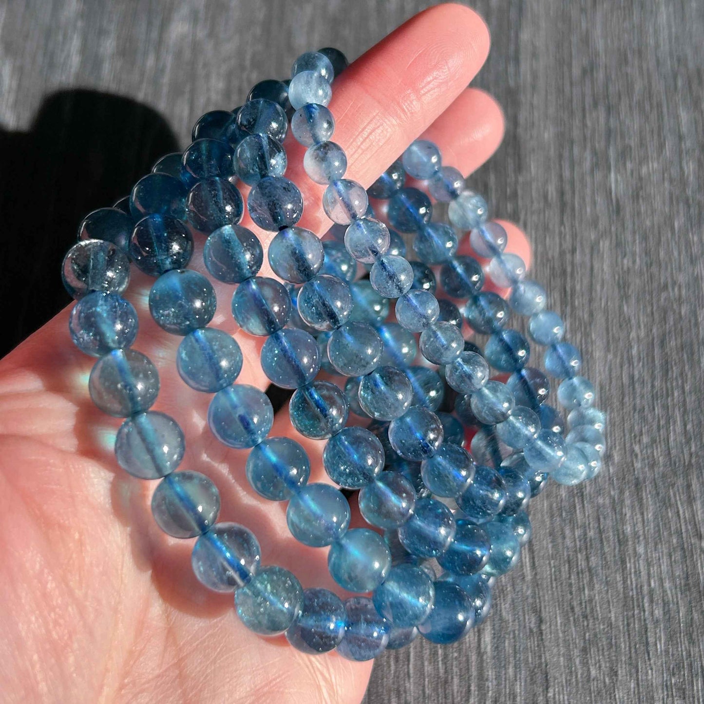 Rare High Quality Starry Devil Blue Aquamarine Bracelet in 6 to 8MM