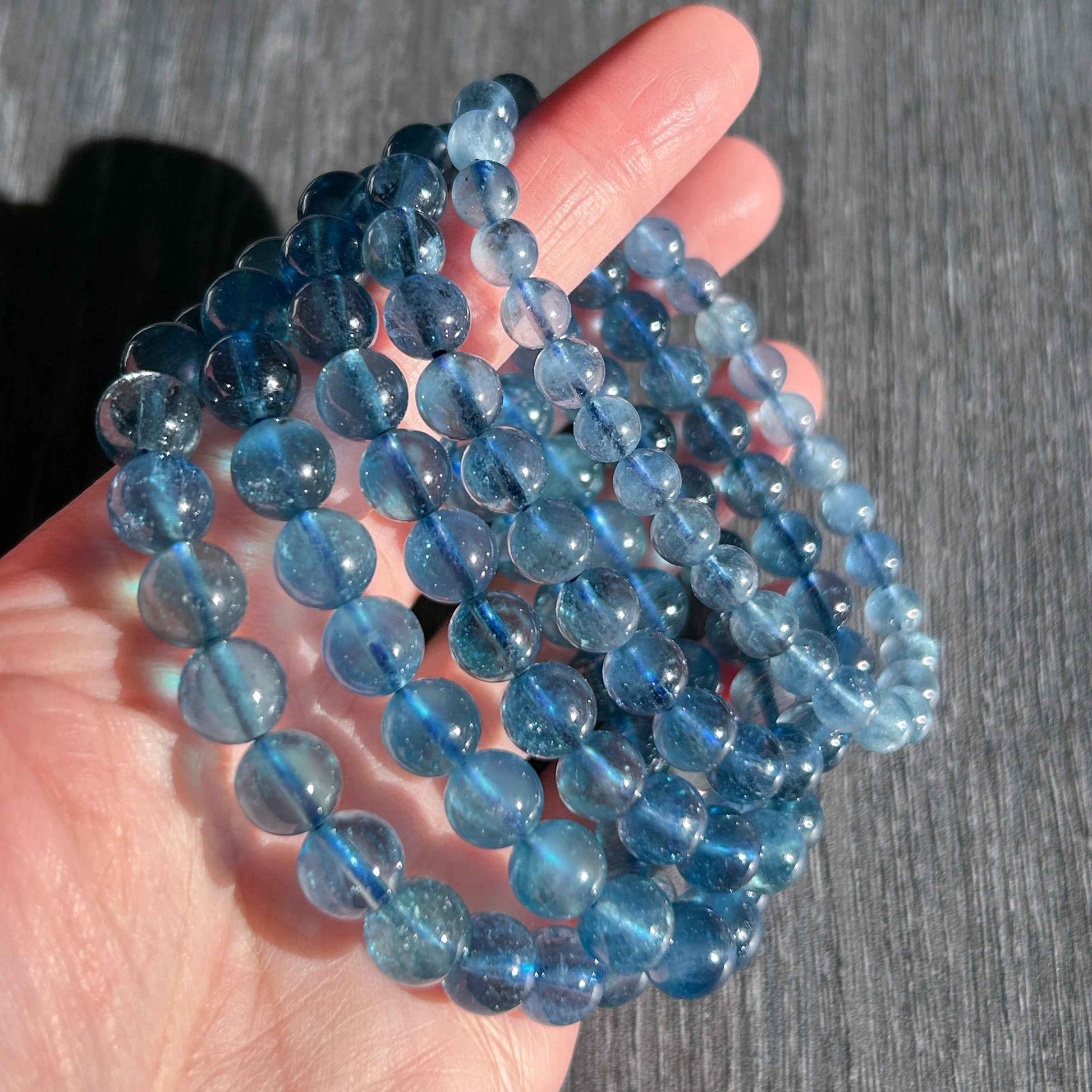 Rare High Quality Starry Devil Blue Aquamarine Bracelet in 6 to 8MM