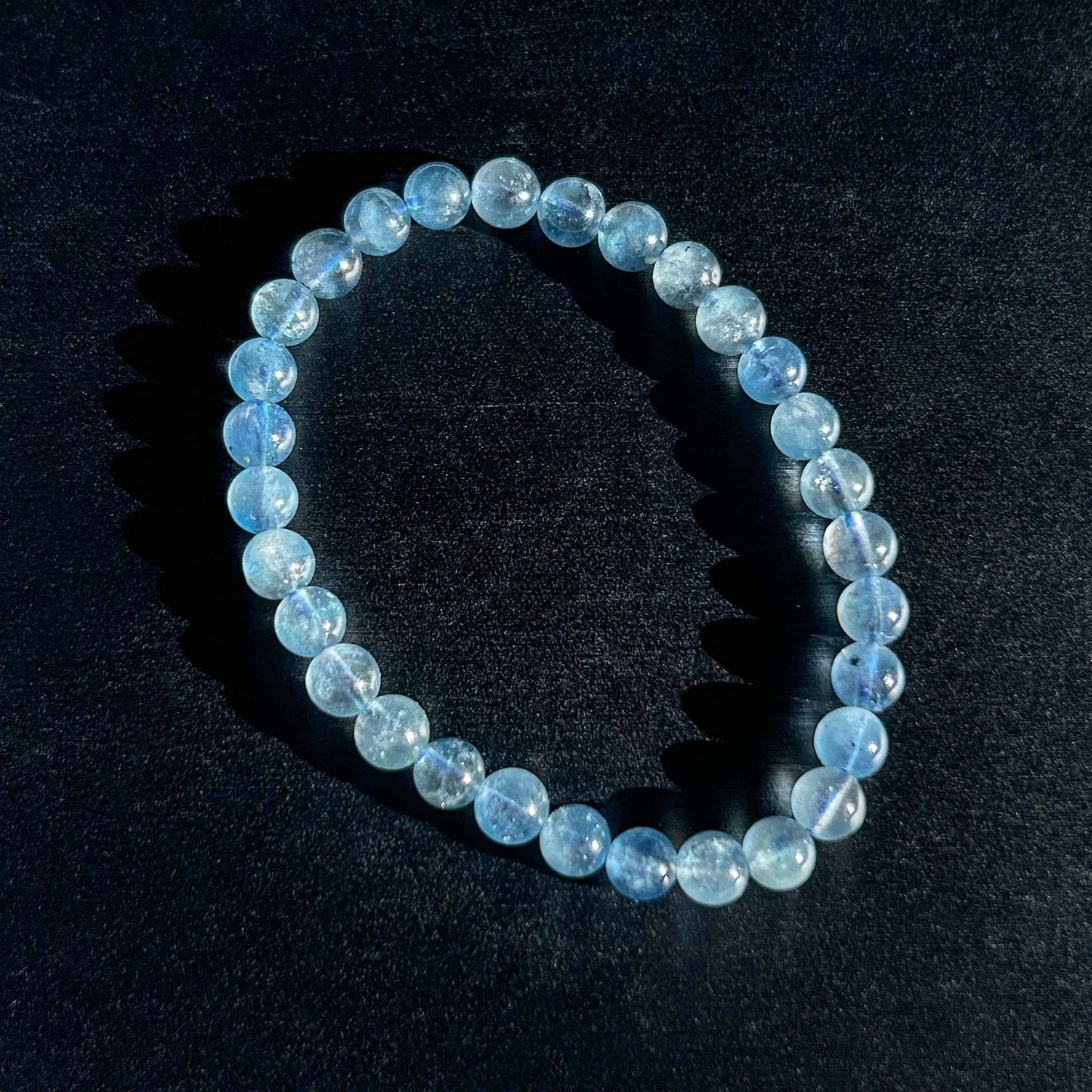 Rare High Quality Starry Devil Blue Aquamarine Bracelet in 6 to 8MM