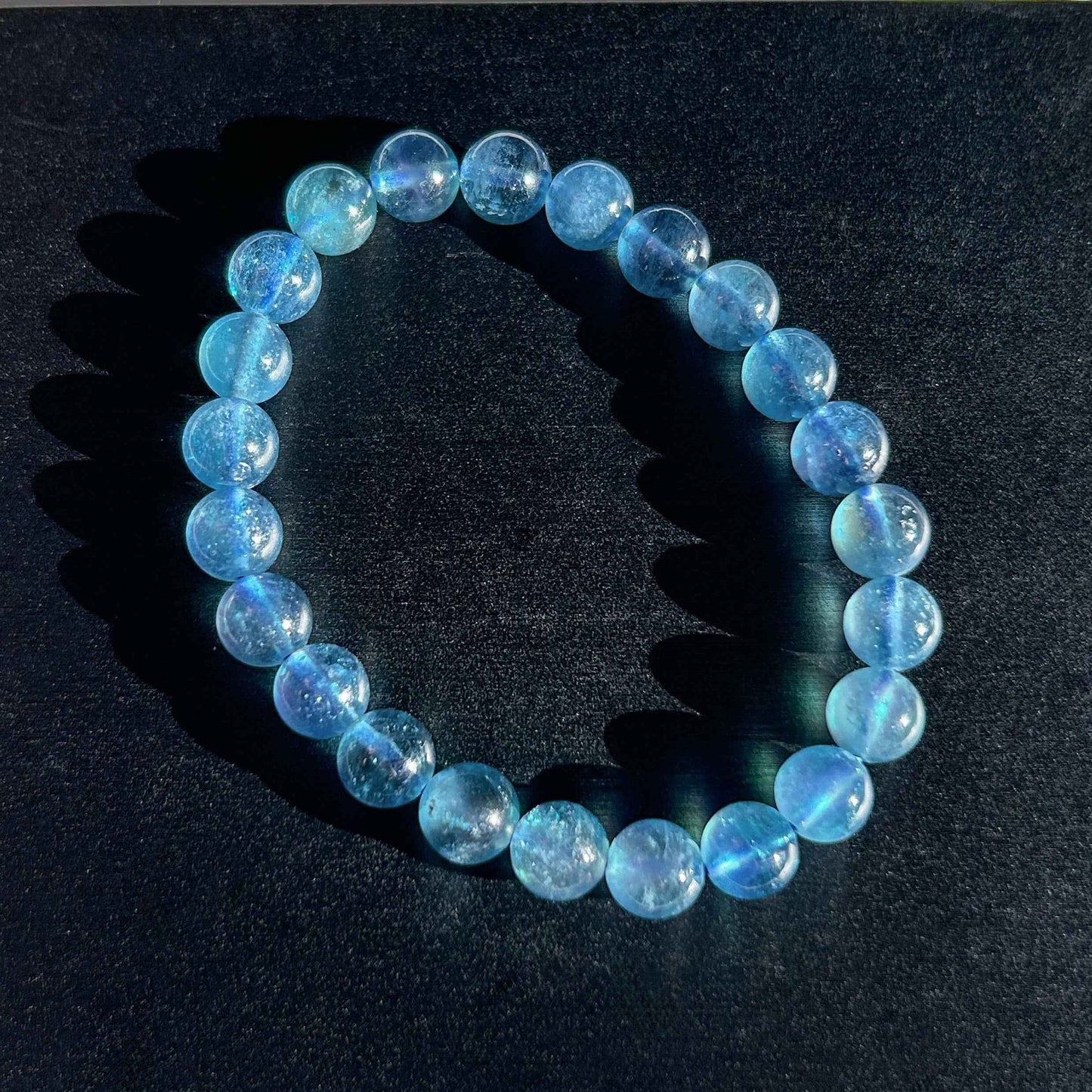 Rare High Quality Starry Devil Blue Aquamarine Bracelet in 6 to 8MM