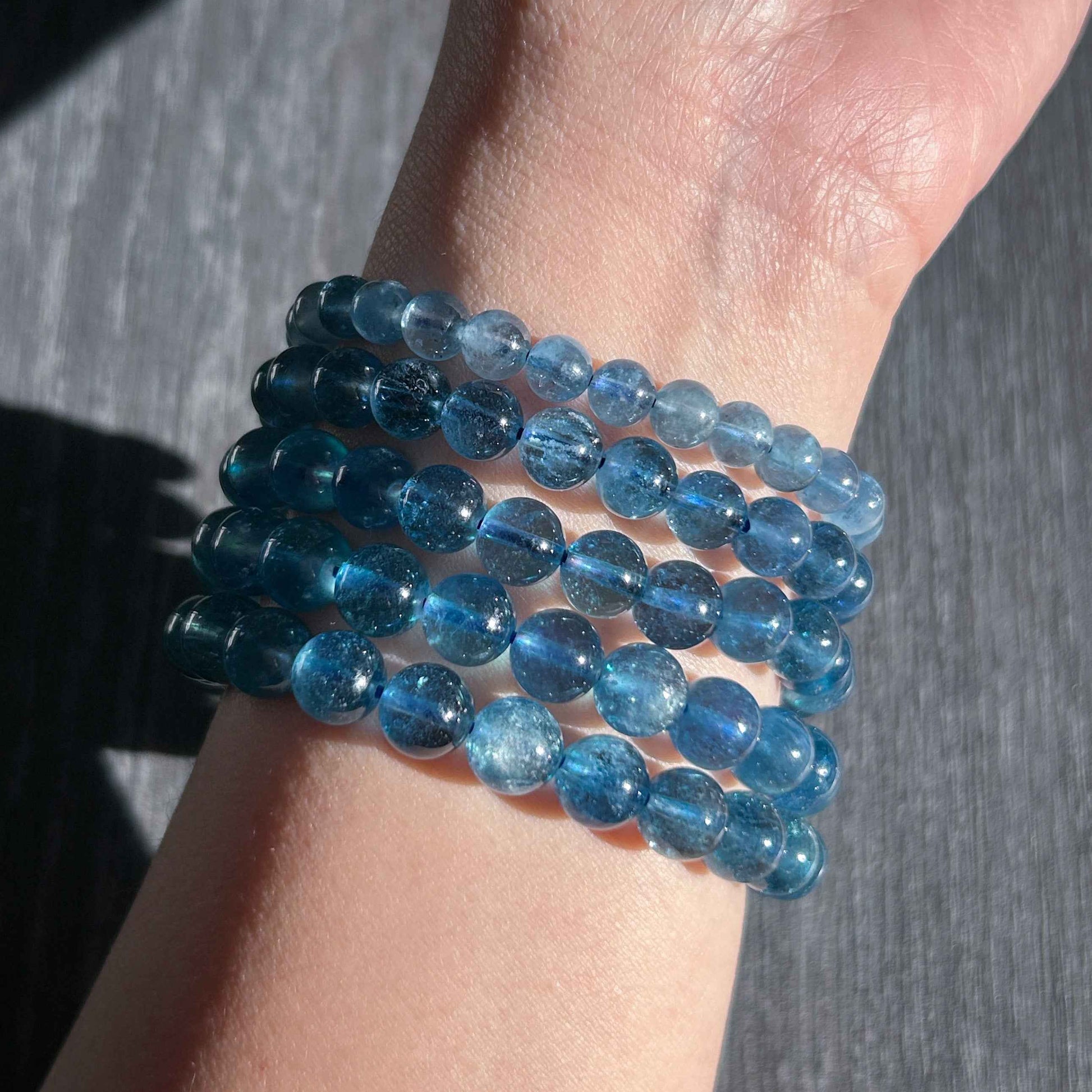 Rare High Quality Starry Devil Blue Aquamarine Bracelet in 6 to 8MM