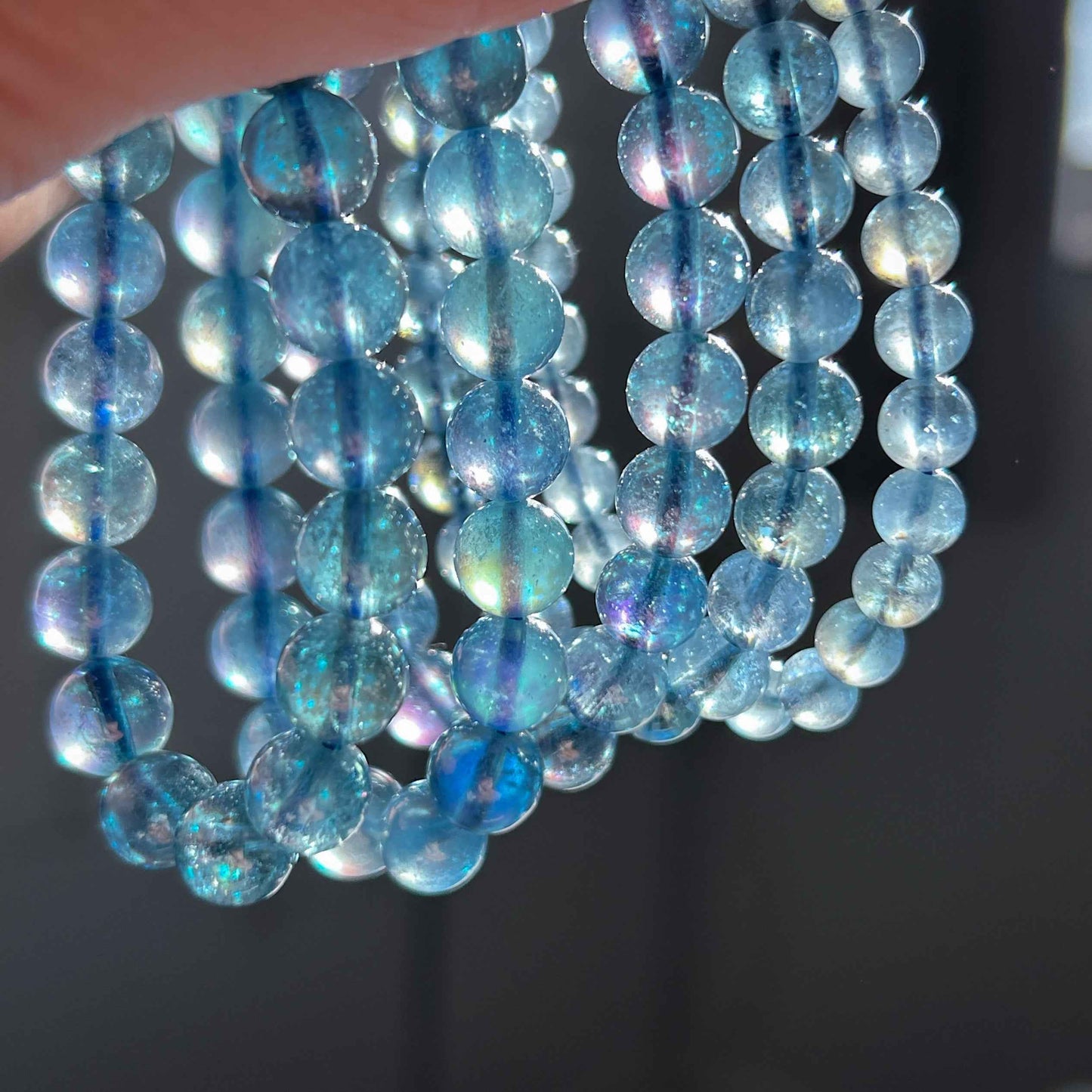 Rare High Quality Starry Devil Blue Aquamarine Bracelet in 6 to 8MM
