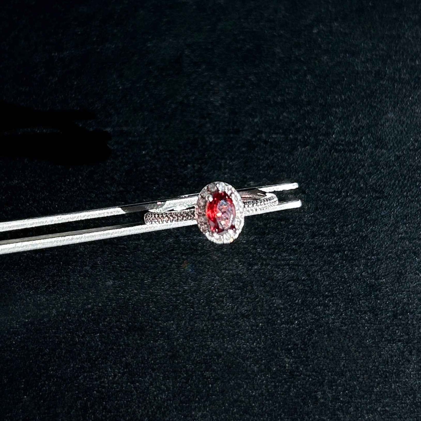 Faceted Garnet Adjustable Silver Ring with Zircon