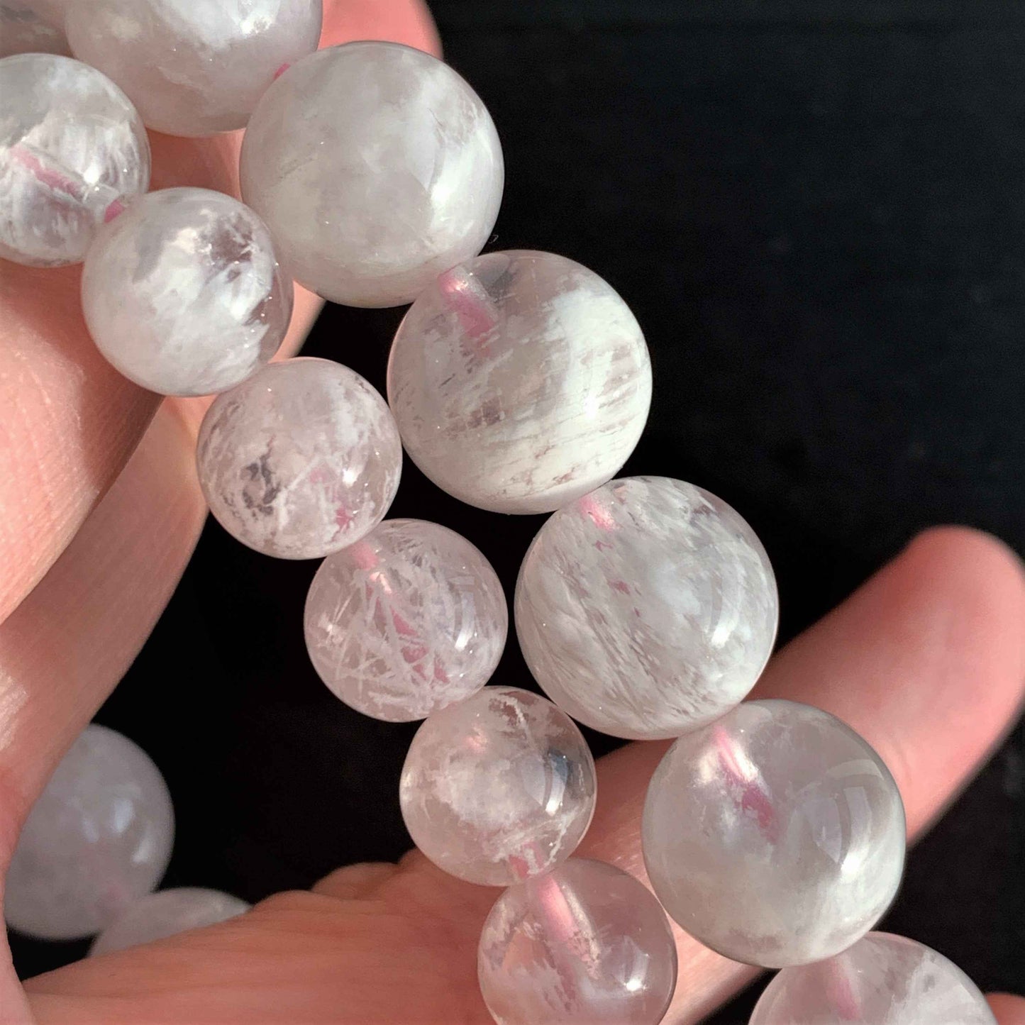 Rare Top Quality Pink Sericite Snowflake Quartz Bracelet in 8 & 11MM