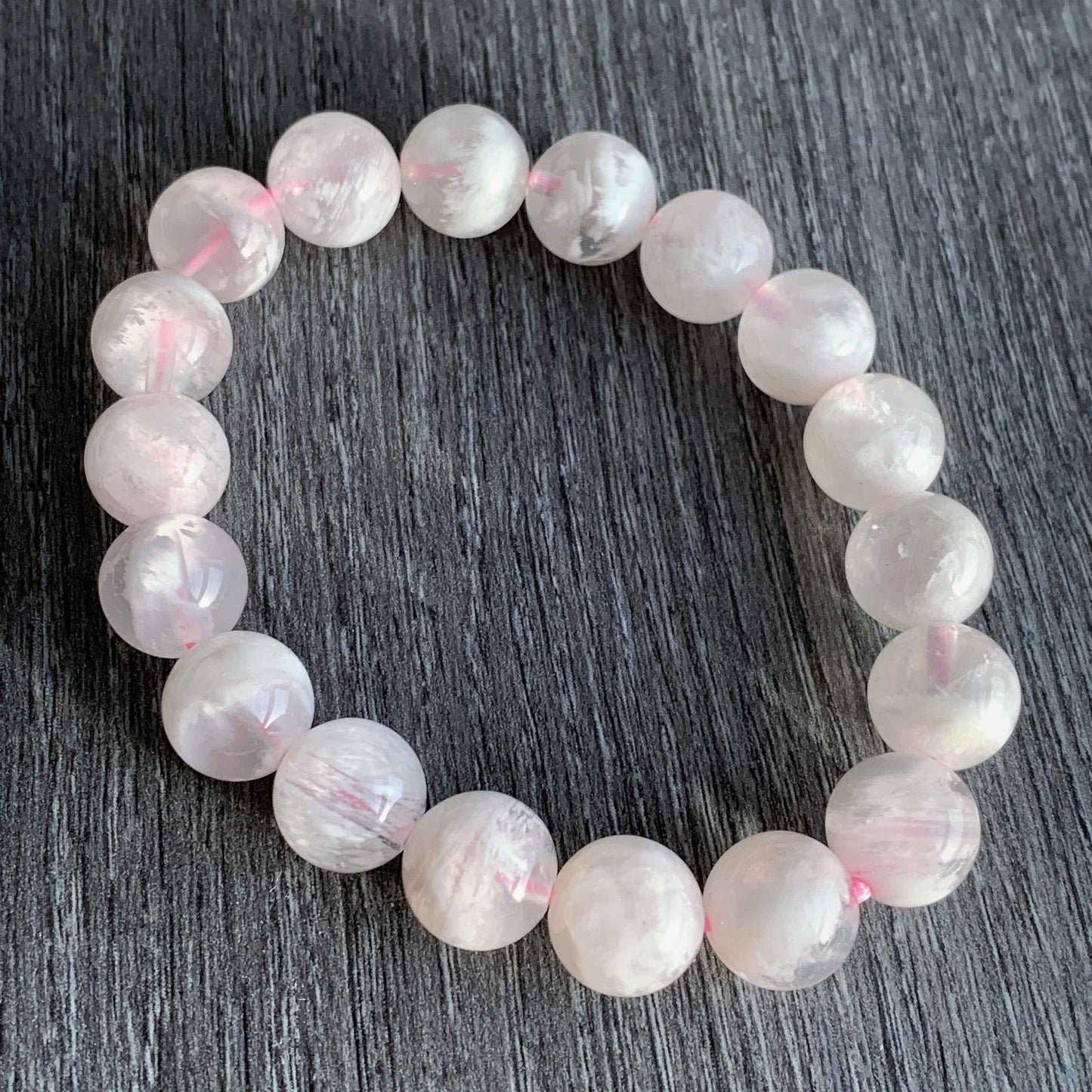 Rare Top Quality Pink Sericite Snowflake Quartz Bracelet in 8 & 11MM