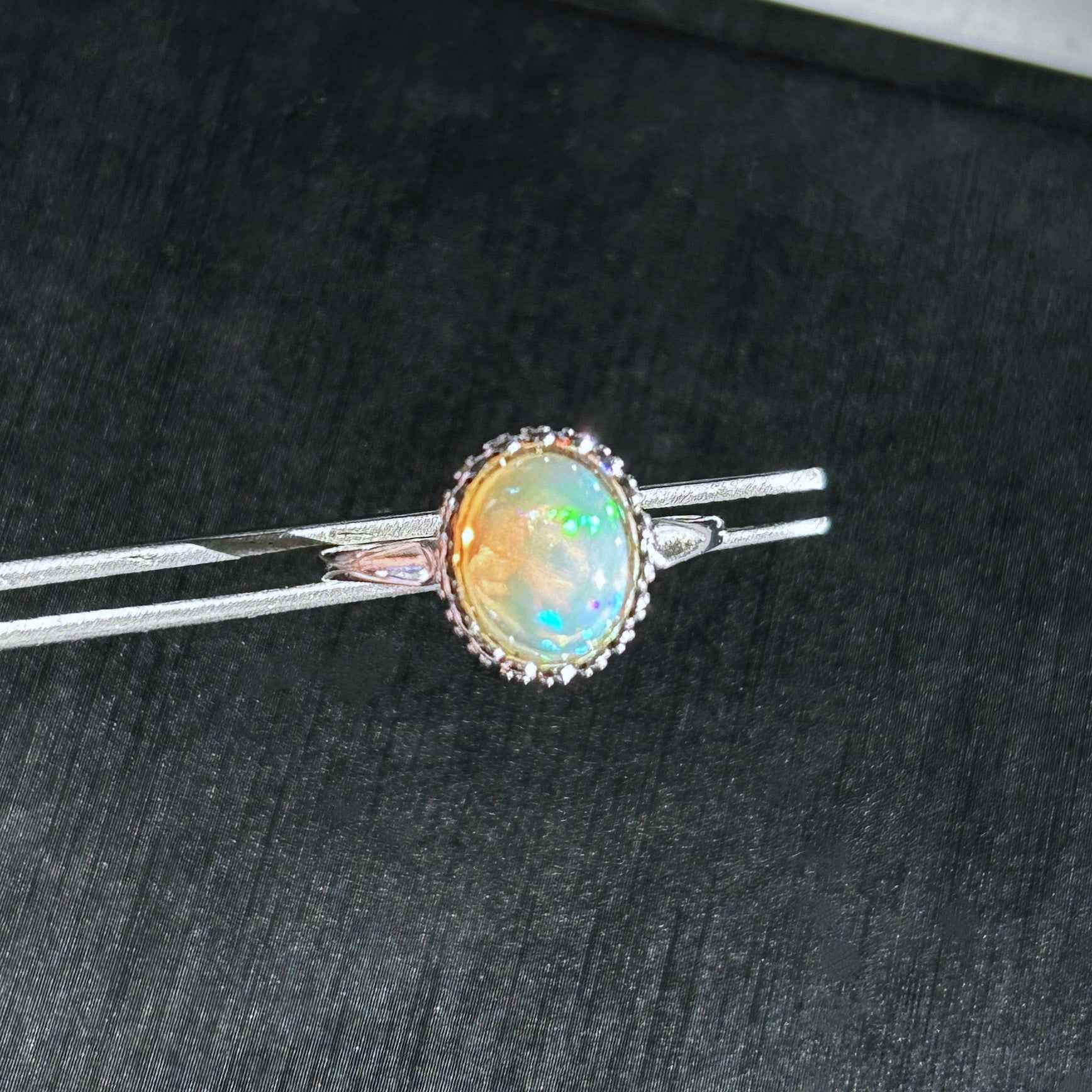 High Quality Rainbow Opal 925 Sterling Silver Adjustable Ring