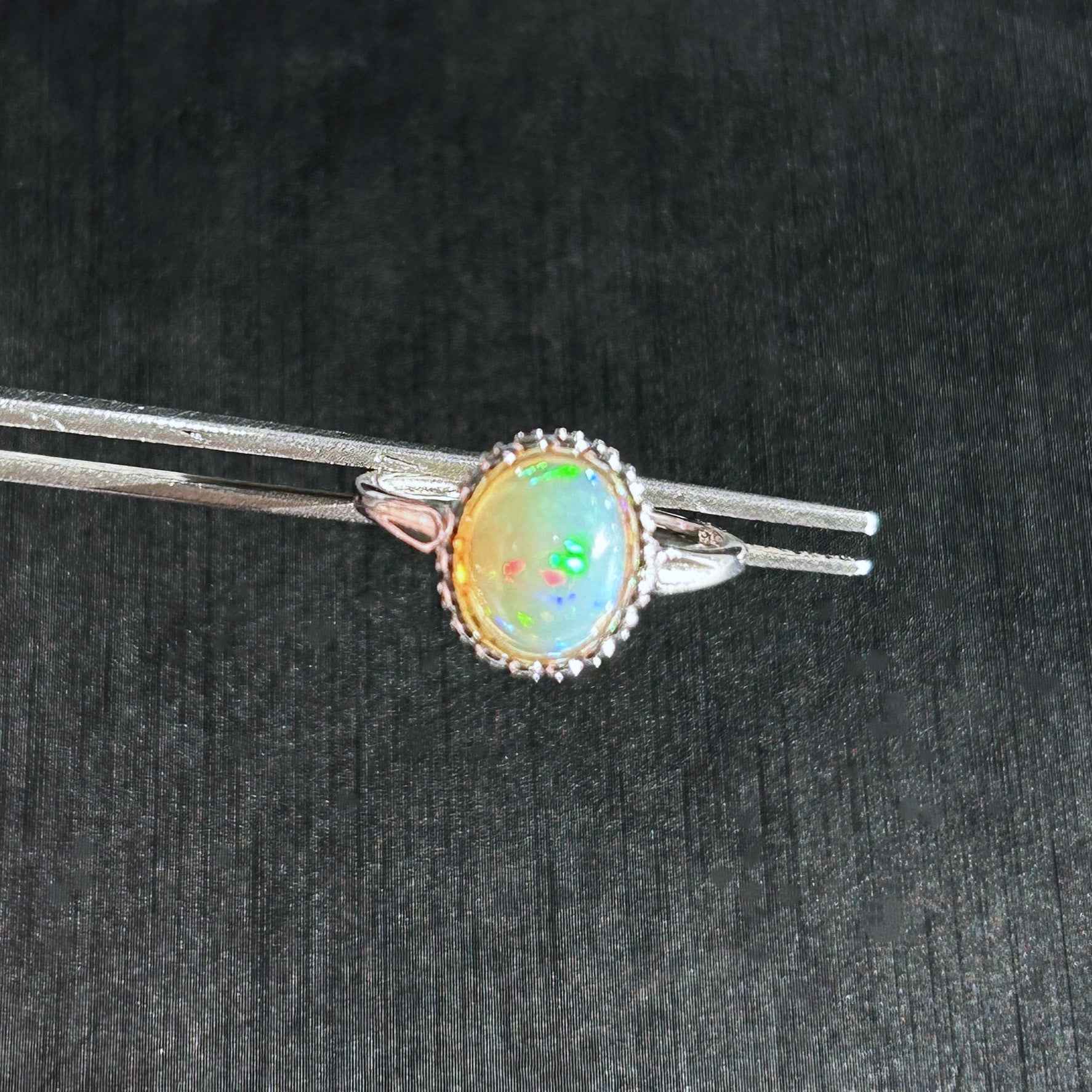 High Quality Rainbow Opal 925 Sterling Silver Adjustable Ring