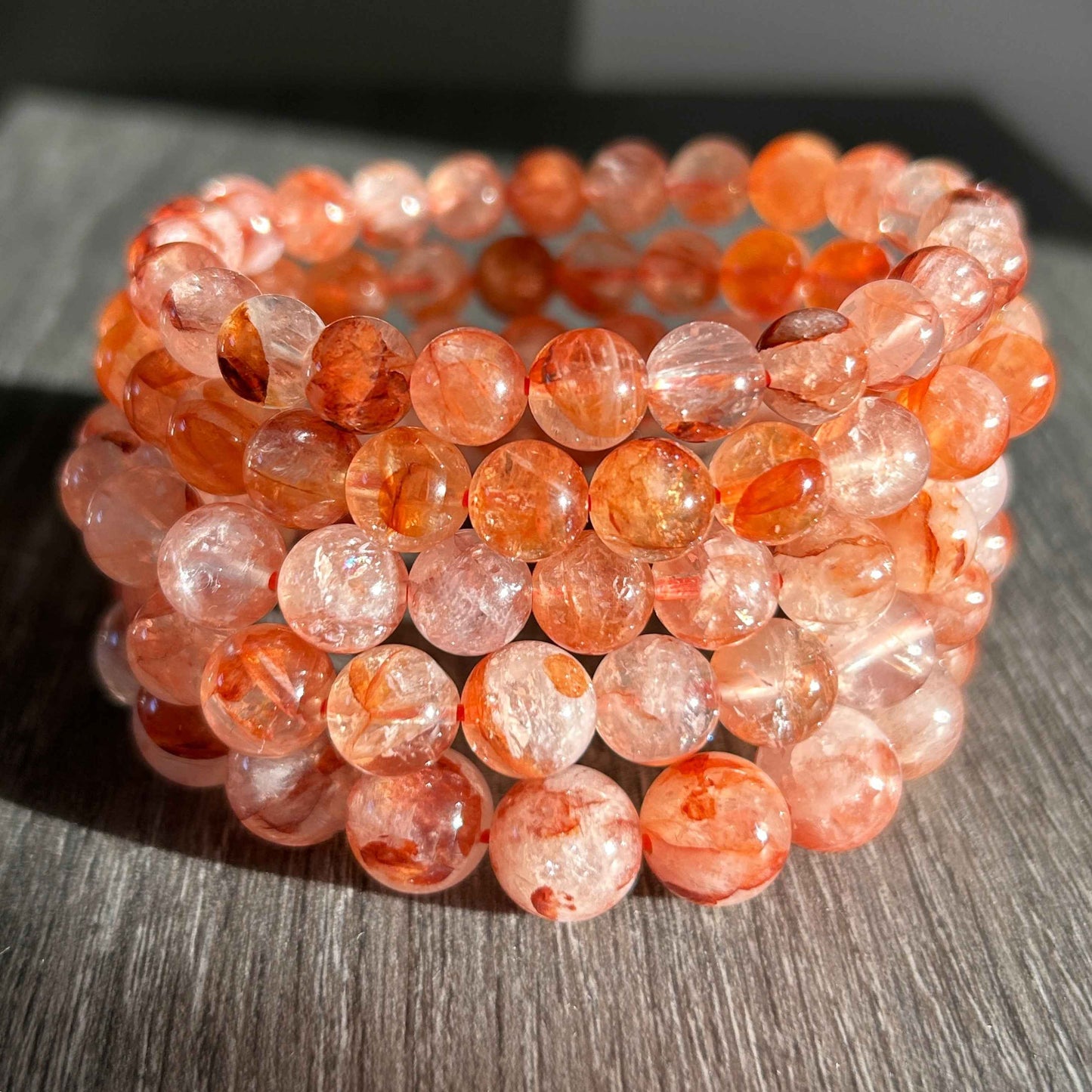 Rare Natural Hematoid Quartz Bracelet in 8 to 11MM
