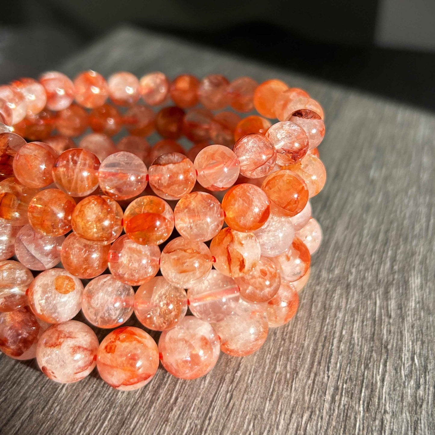 Rare Natural Hematoid Quartz Bracelet in 8 to 11MM