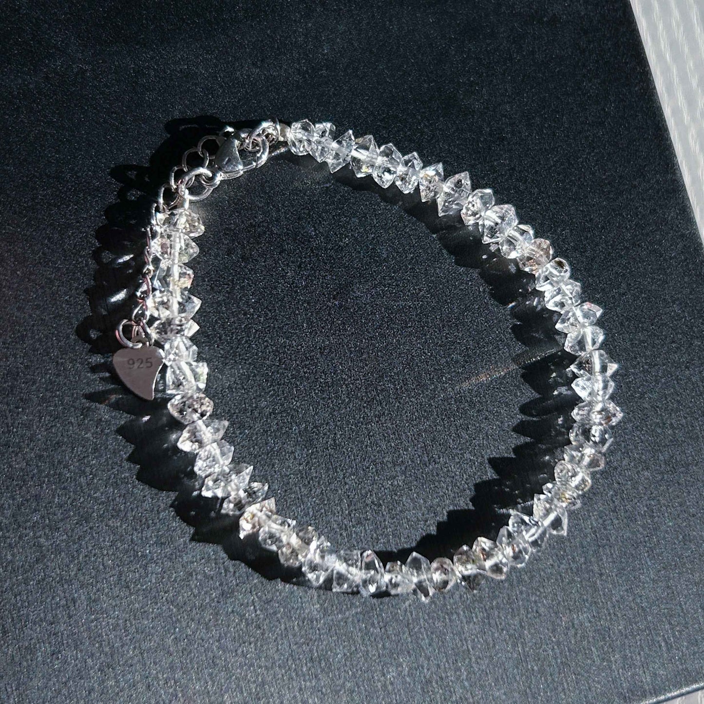 High Quality Faceted Herkimer Diamond Mini Silver Bracelet