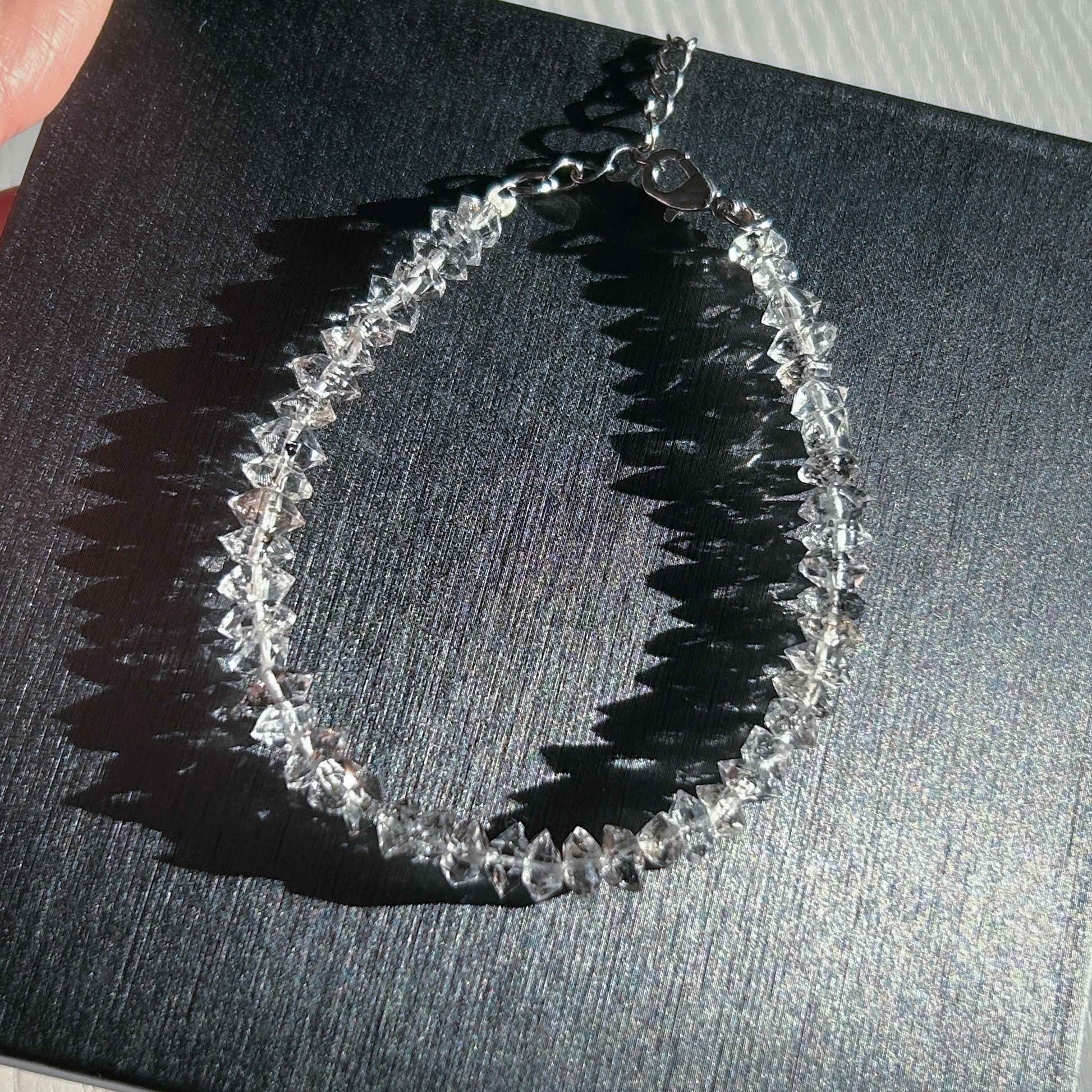 High Quality Faceted Herkimer Diamond Mini Silver Bracelet