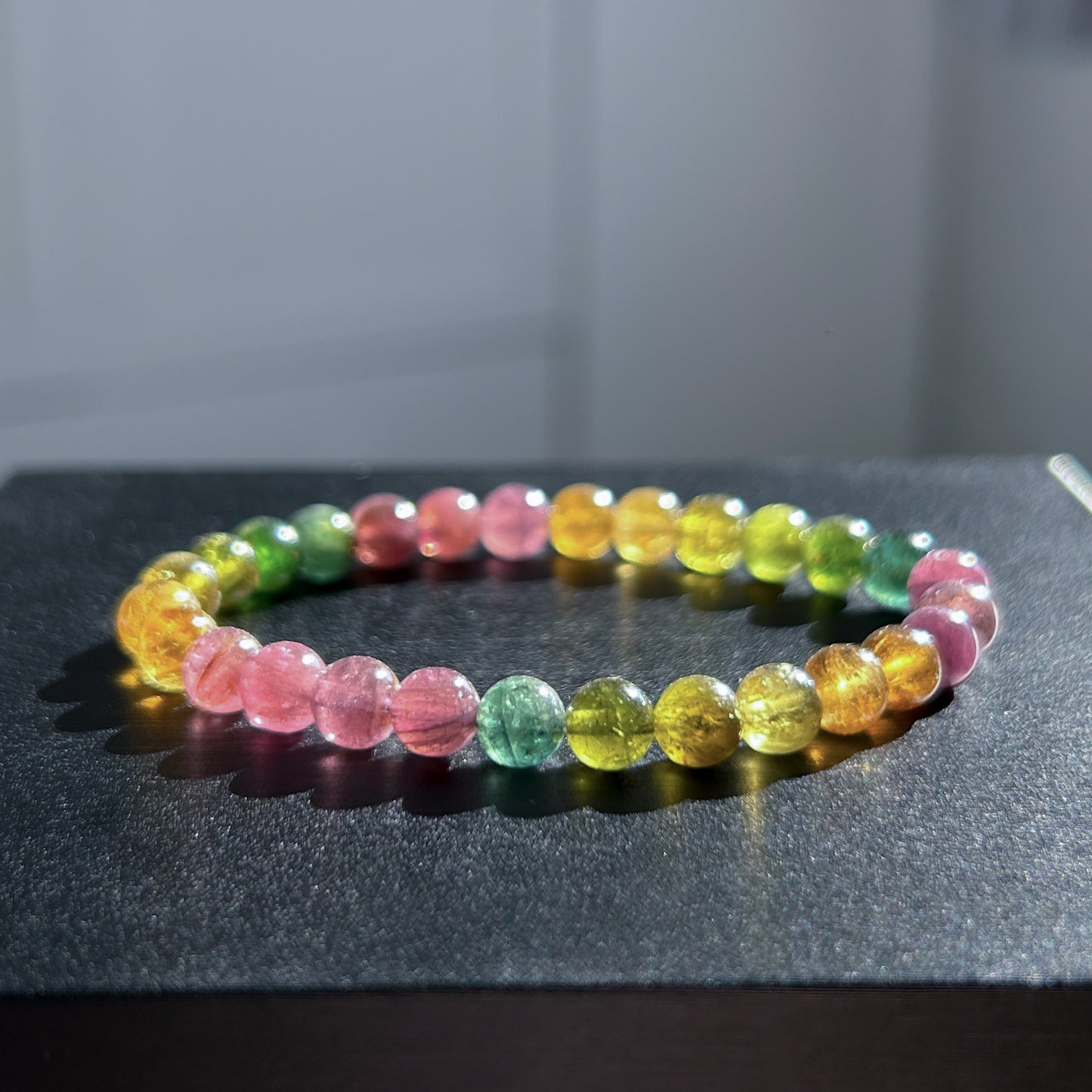 Rare Natural Rainbow Tourmaline Bracelet in 6MM