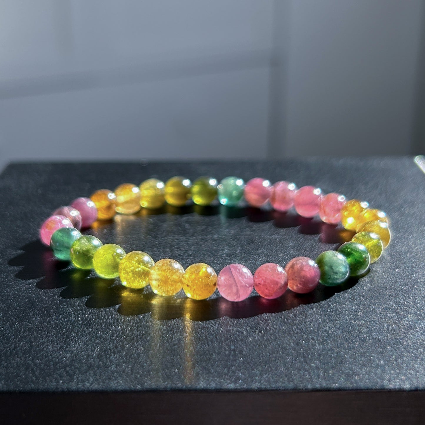 Rare Natural Rainbow Tourmaline Bracelet in 6MM