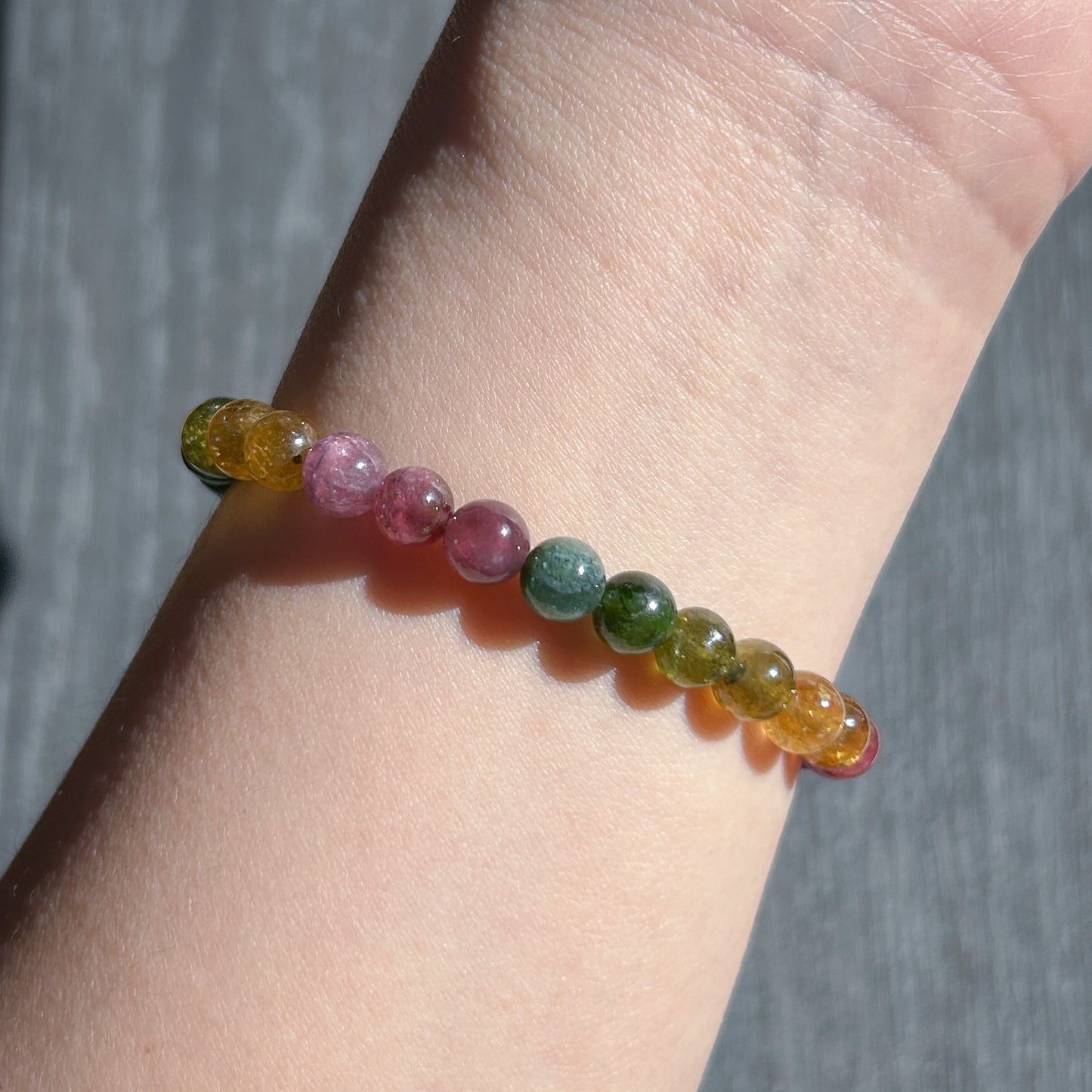 Rare Natural Rainbow Tourmaline Bracelet in 6MM