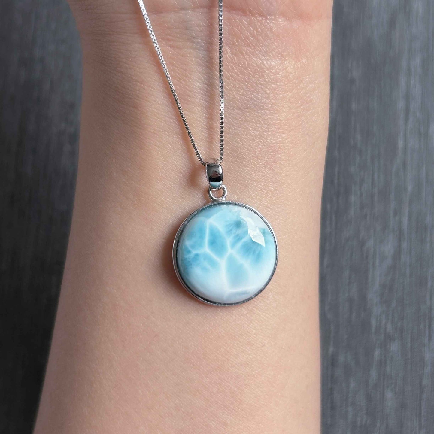 Rare High Quality Larimar 925 Sterling Silver Pendant (chain excluded)