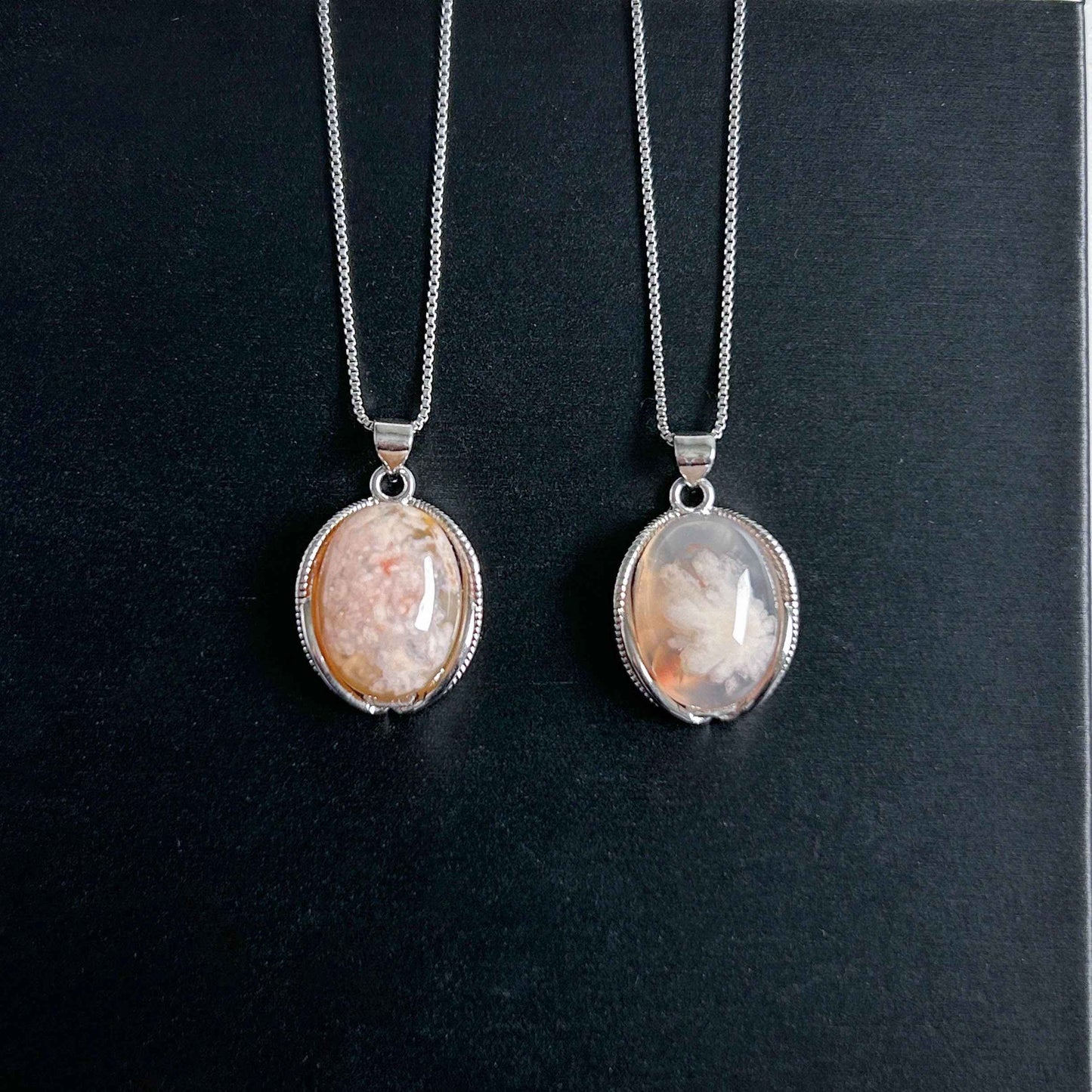 Sakura Agate Silver Pendant (chain excluded)