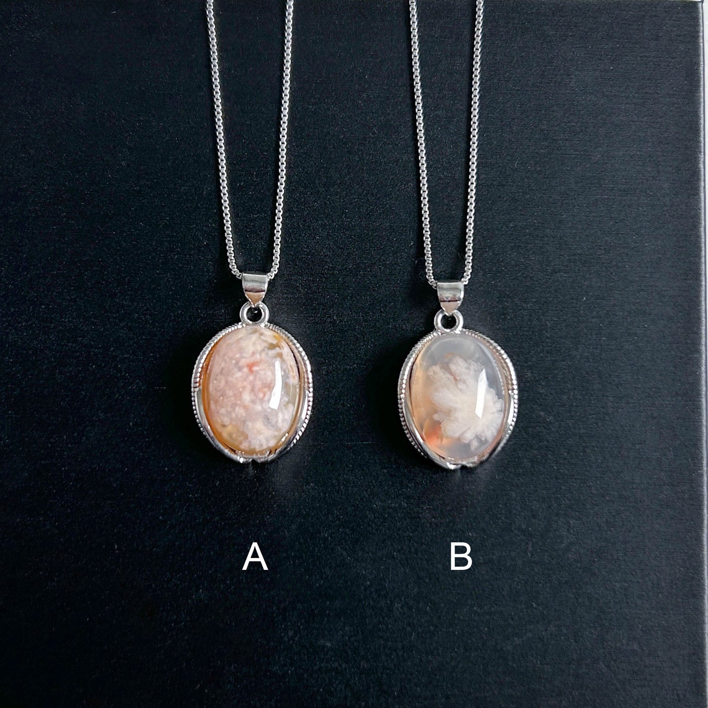 Sakura Agate Silver Pendant (chain excluded)