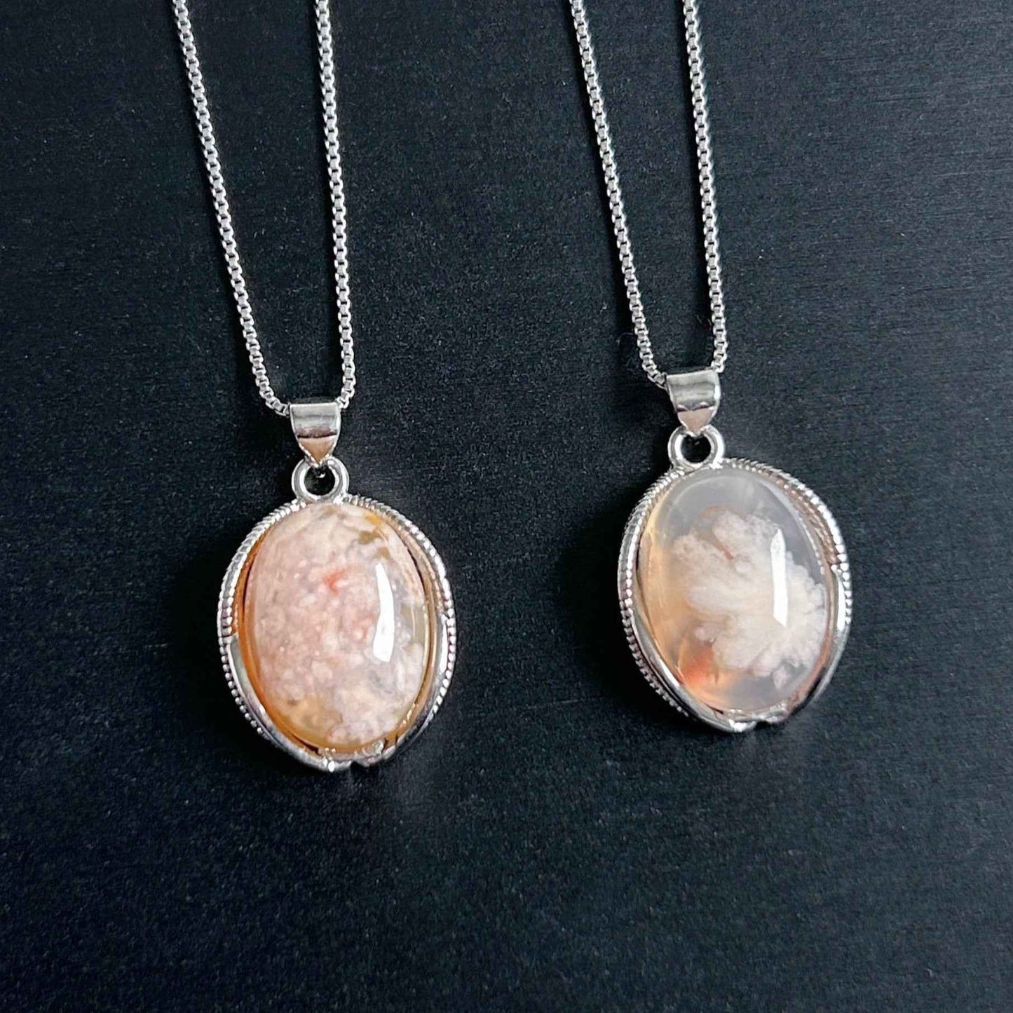 Sakura Agate Silver Pendant (chain excluded)