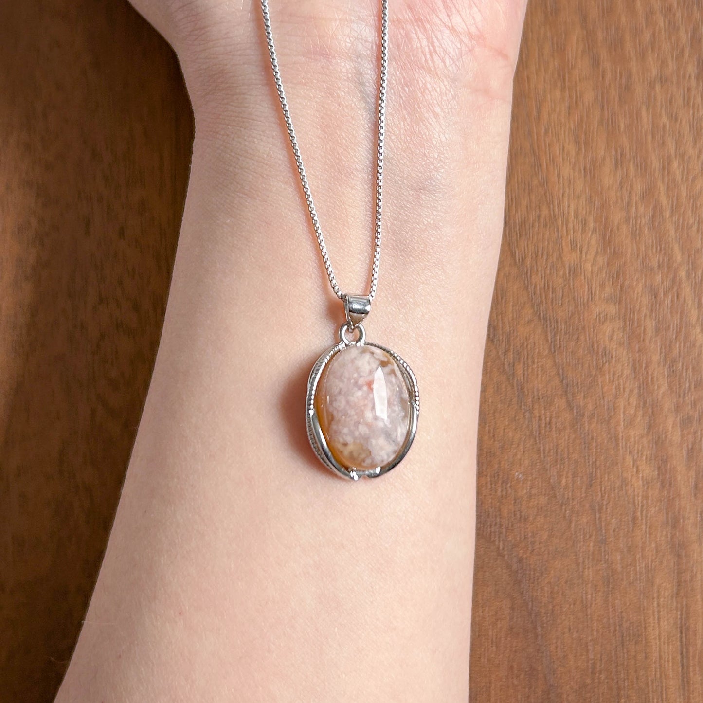 Sakura Agate Silver Pendant (chain excluded)