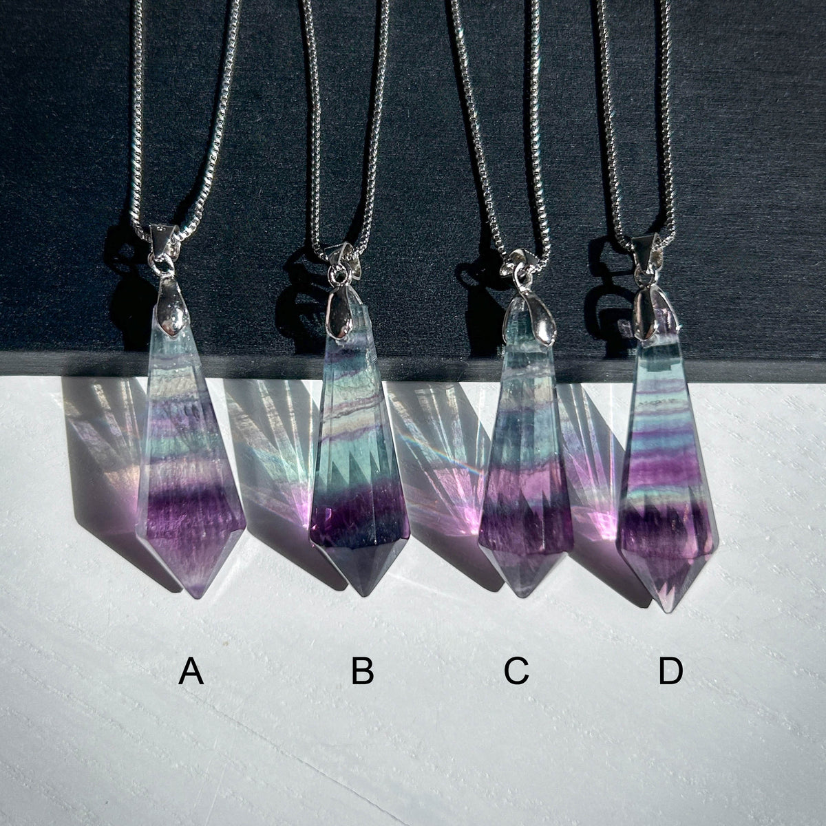 Fluorite Pendulum Pendant in 925 Sterling Silver (chain excluded)