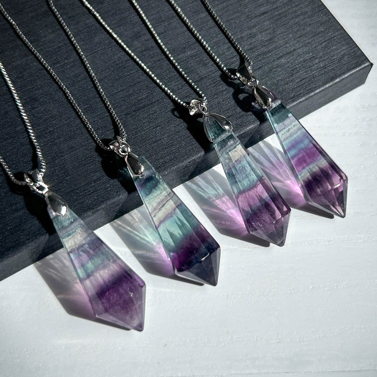 Fluorite Pendulum Pendant in 925 Sterling Silver (chain excluded)