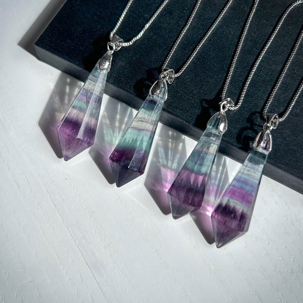 Fluorite Pendulum Pendant in 925 Sterling Silver (chain excluded)