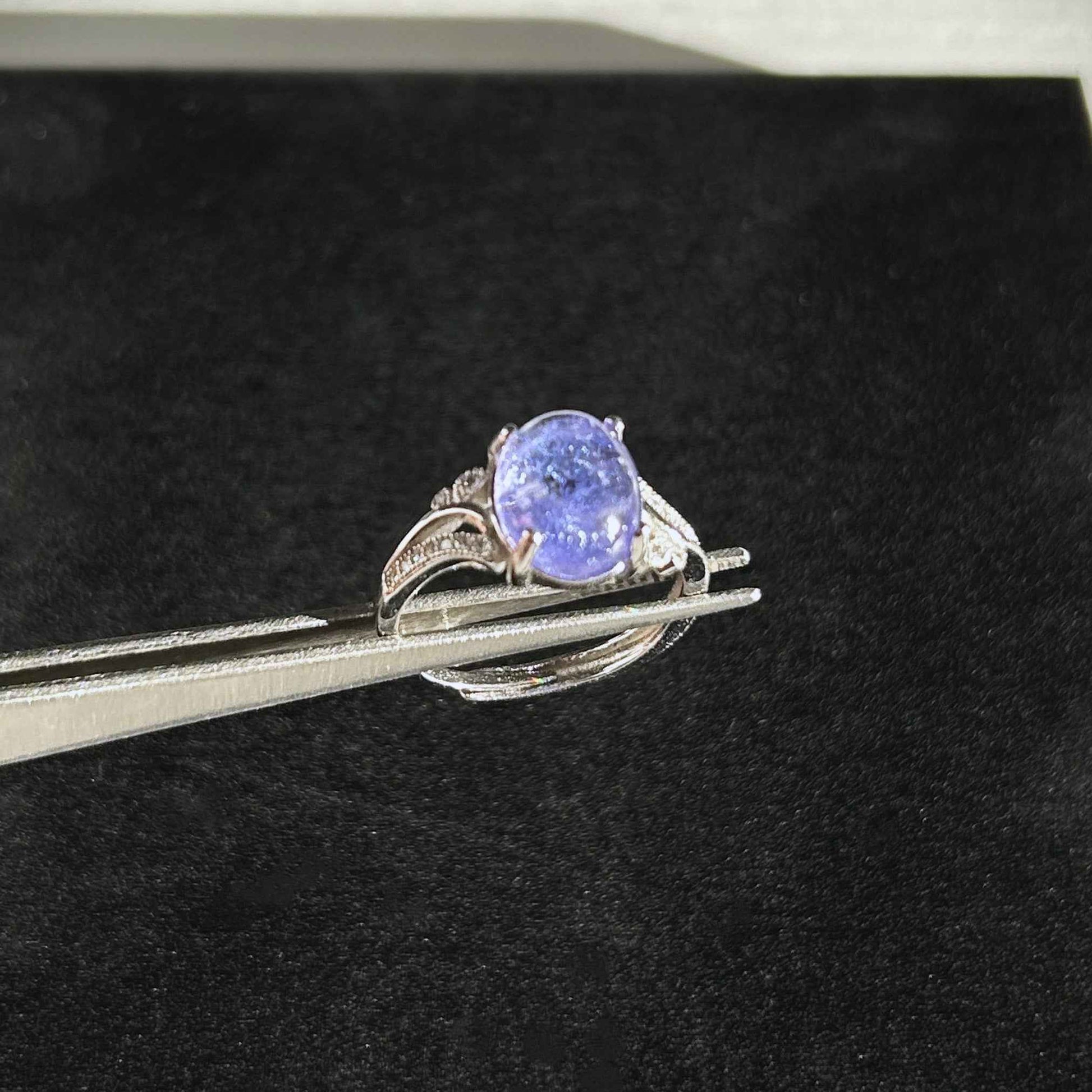 Top Quality Tanzanite 925 Sterling Silver Adjustable Ring with Zircon