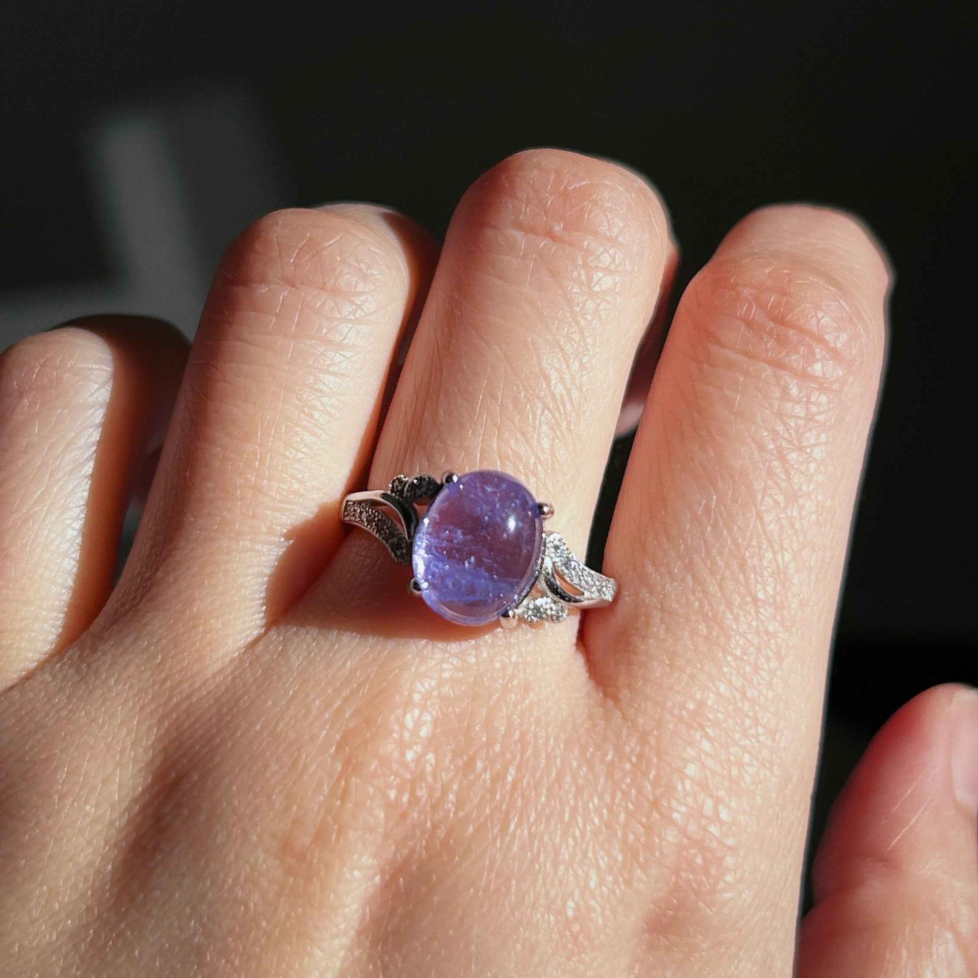 Top Quality Tanzanite 925 Sterling Silver Adjustable Ring with Zircon