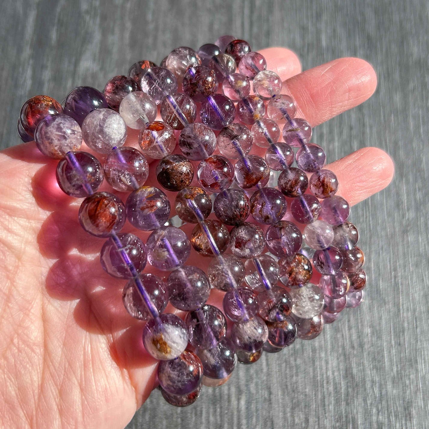 Purple Garden Quartz Bracelet in 7 to 10MM | Lodolite