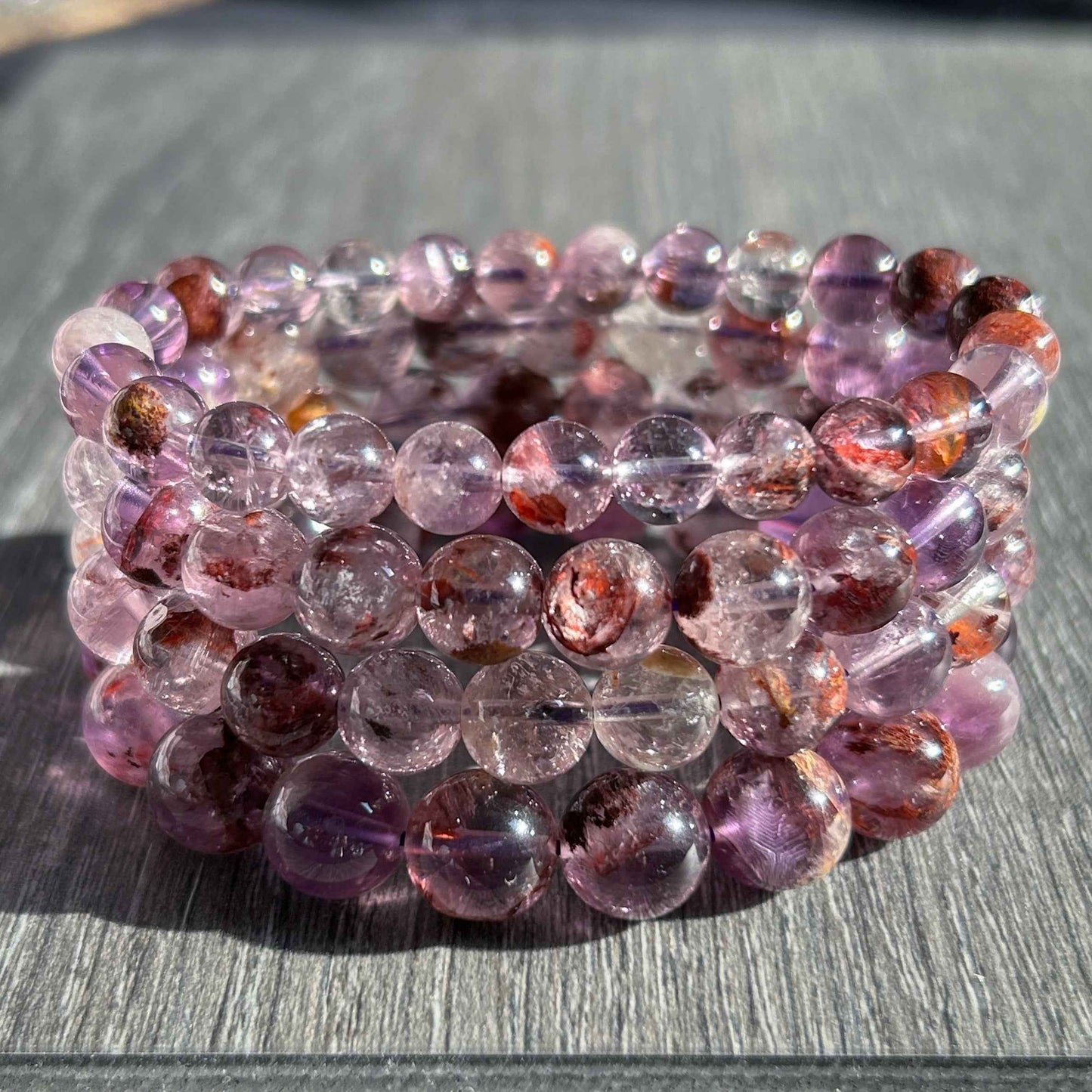 Purple Garden Quartz Bracelet in 7 to 10MM | Lodolite