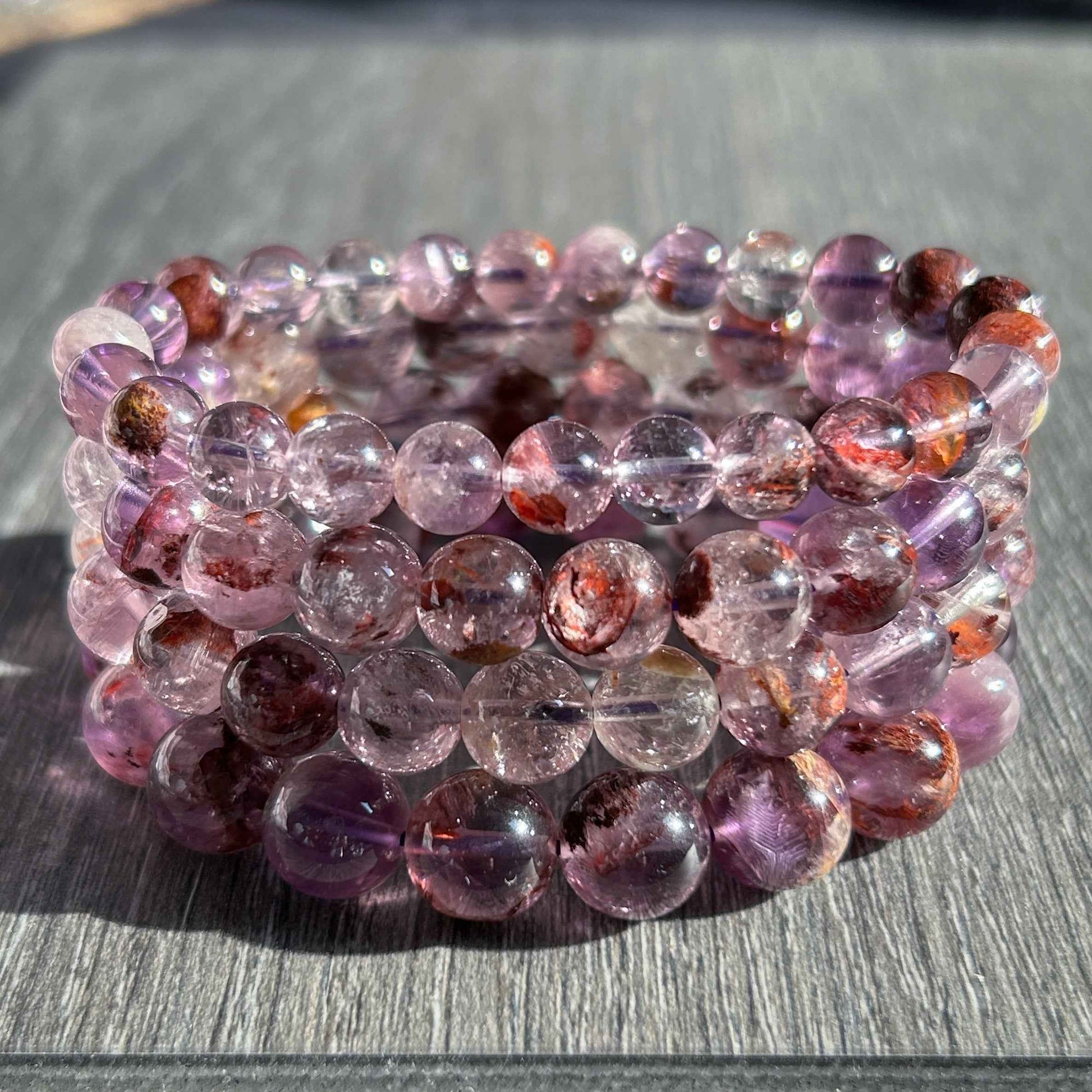 Purple Garden Quartz Bracelet in 7 to 10MM | Lodolite