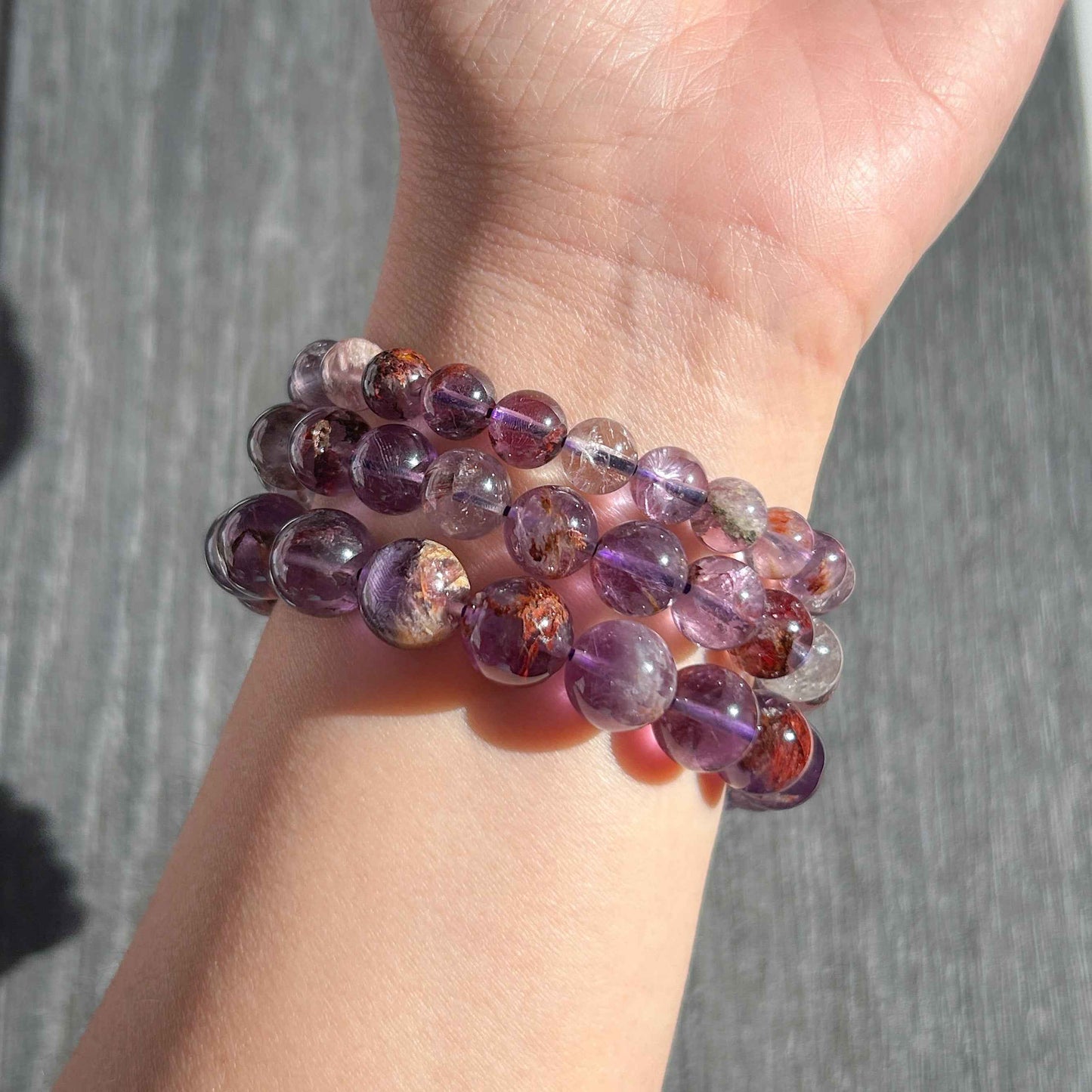 Purple Garden Quartz Bracelet in 7 to 10MM | Lodolite