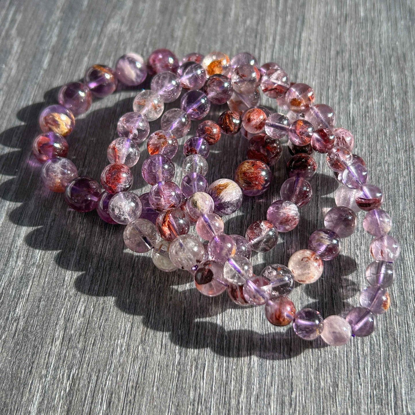 Purple Garden Quartz Bracelet in 7 to 10MM | Lodolite