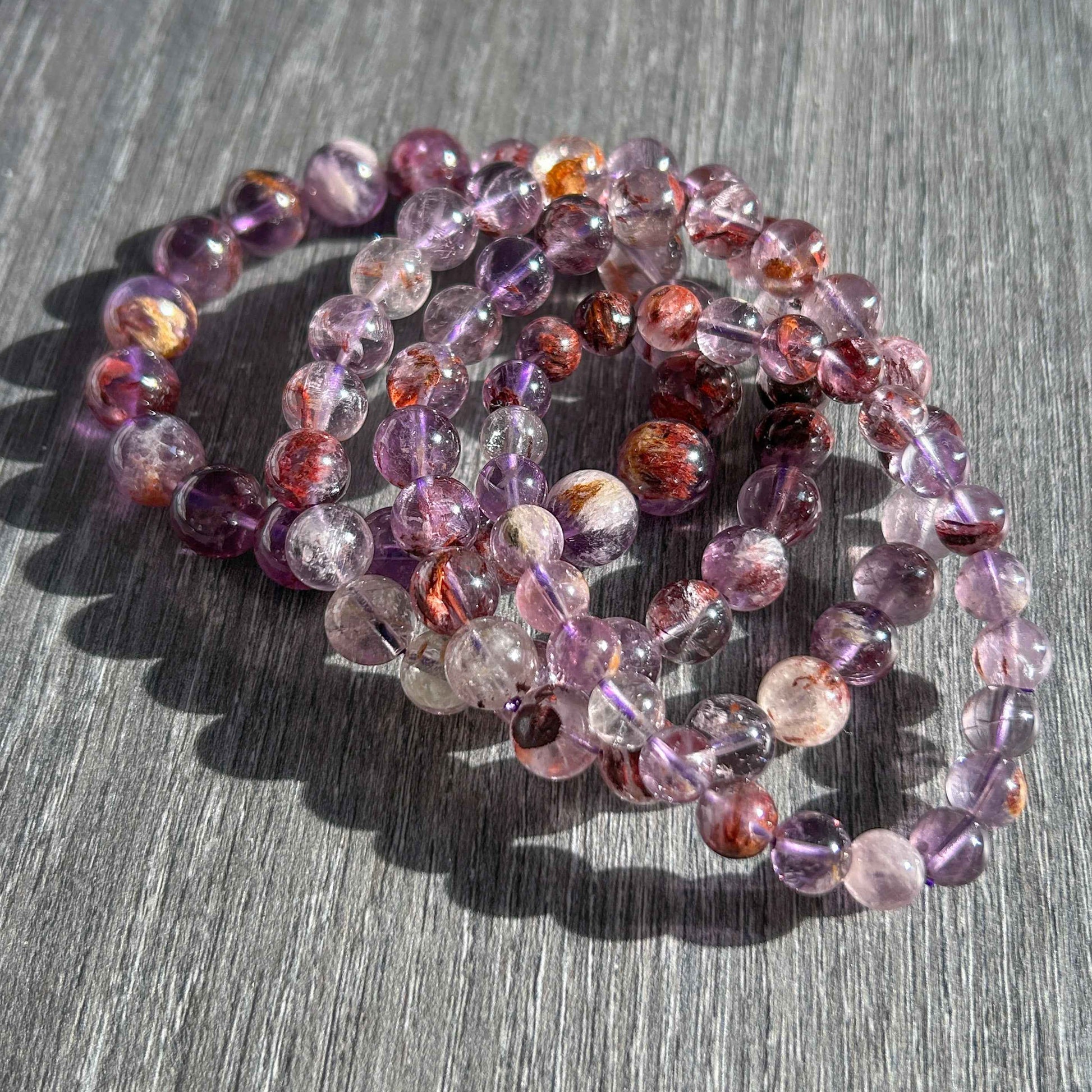 Purple Garden Quartz Bracelet in 7 to 10MM | Lodolite