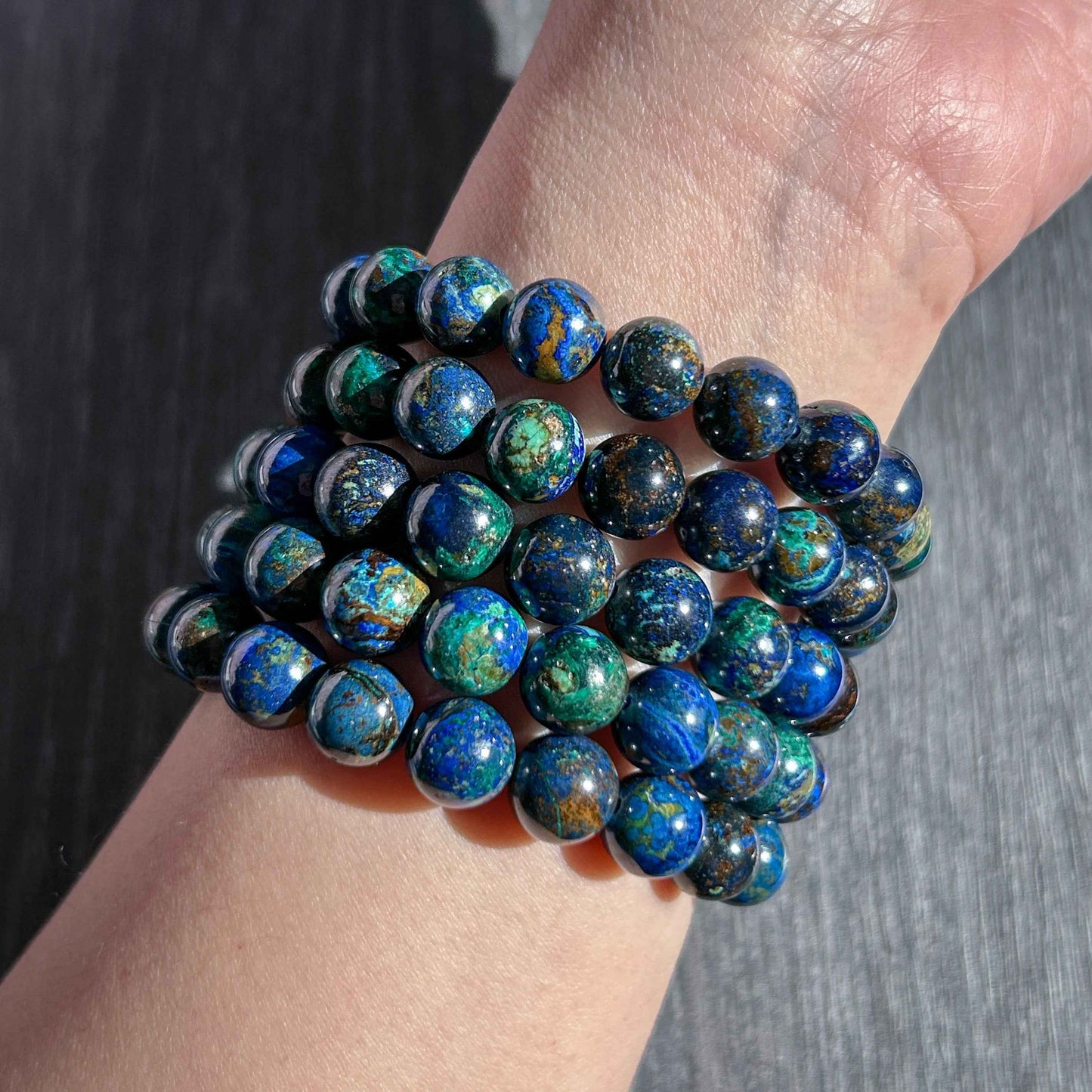 Rare Natural Azurite Bracelet in 9 & 10MM