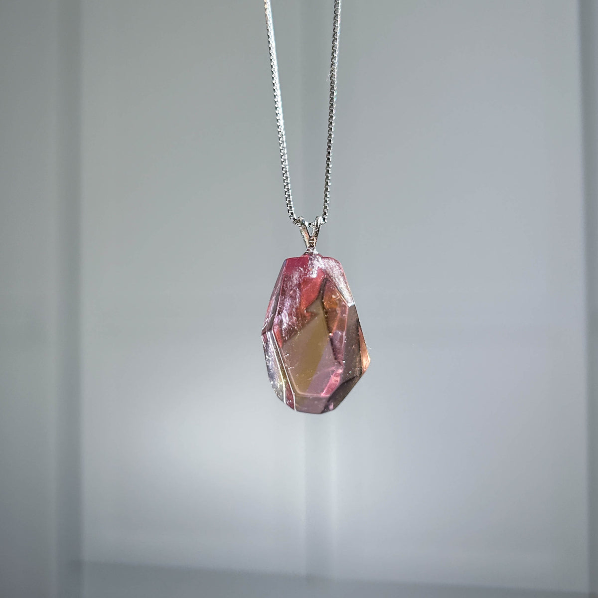 High Quality Faceted Ametrine 925 Silver Pendant (chain included)