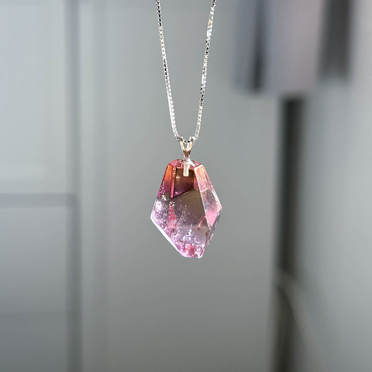 High Quality Faceted Ametrine 925 Silver Pendant (chain included)