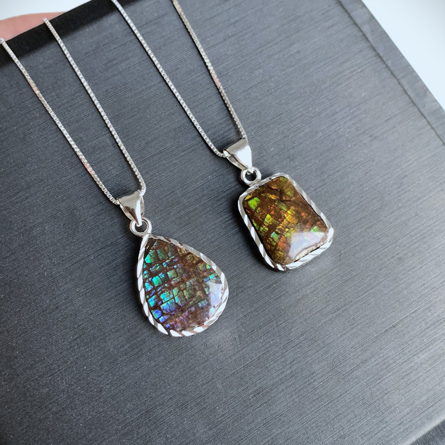 Rare Rainbow Ammolite 925 Sterling Silver Pendant (chain excluded) - Crystal Moment
