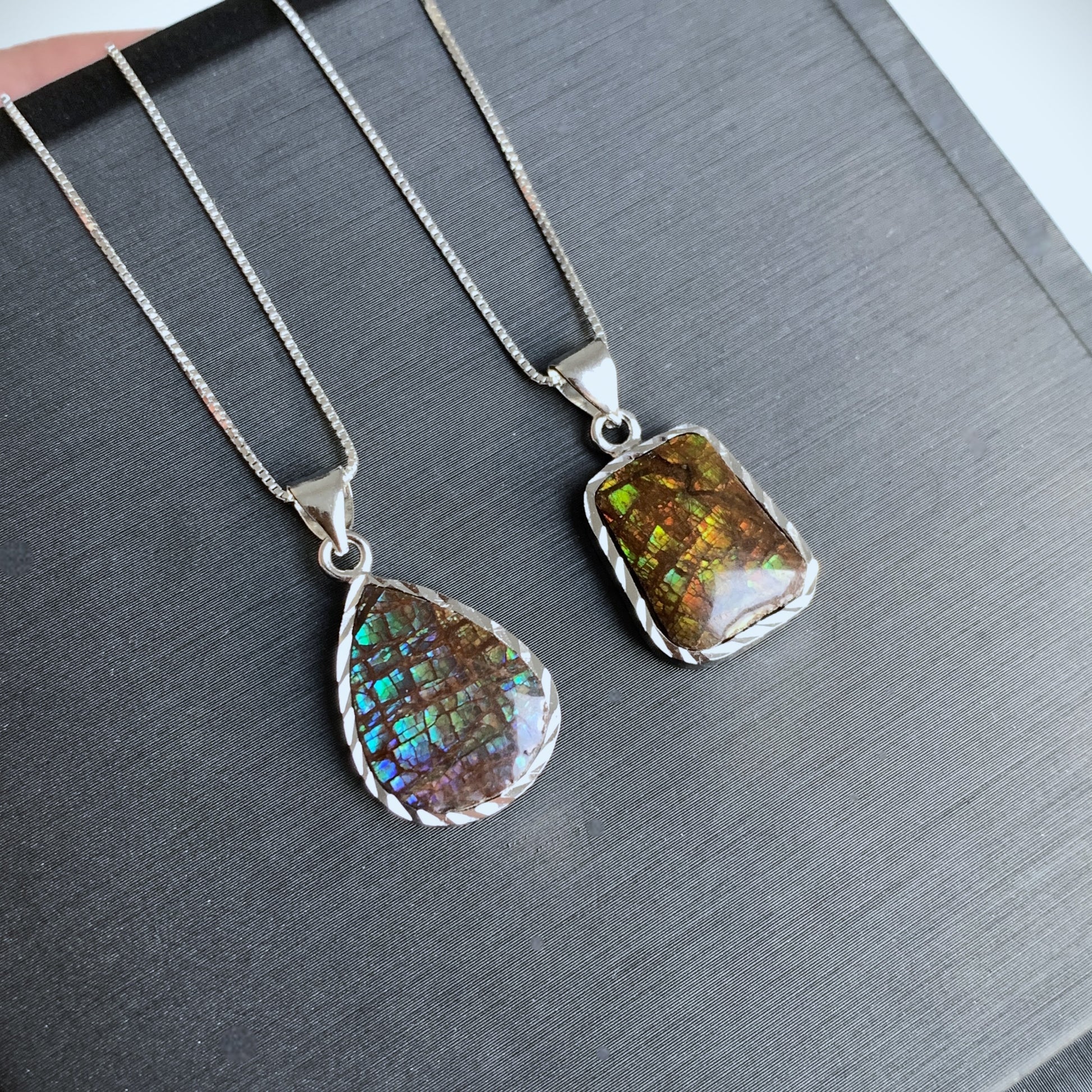 Rare Rainbow Ammolite 925 Sterling Silver Pendant (chain excluded) - Crystal Moment