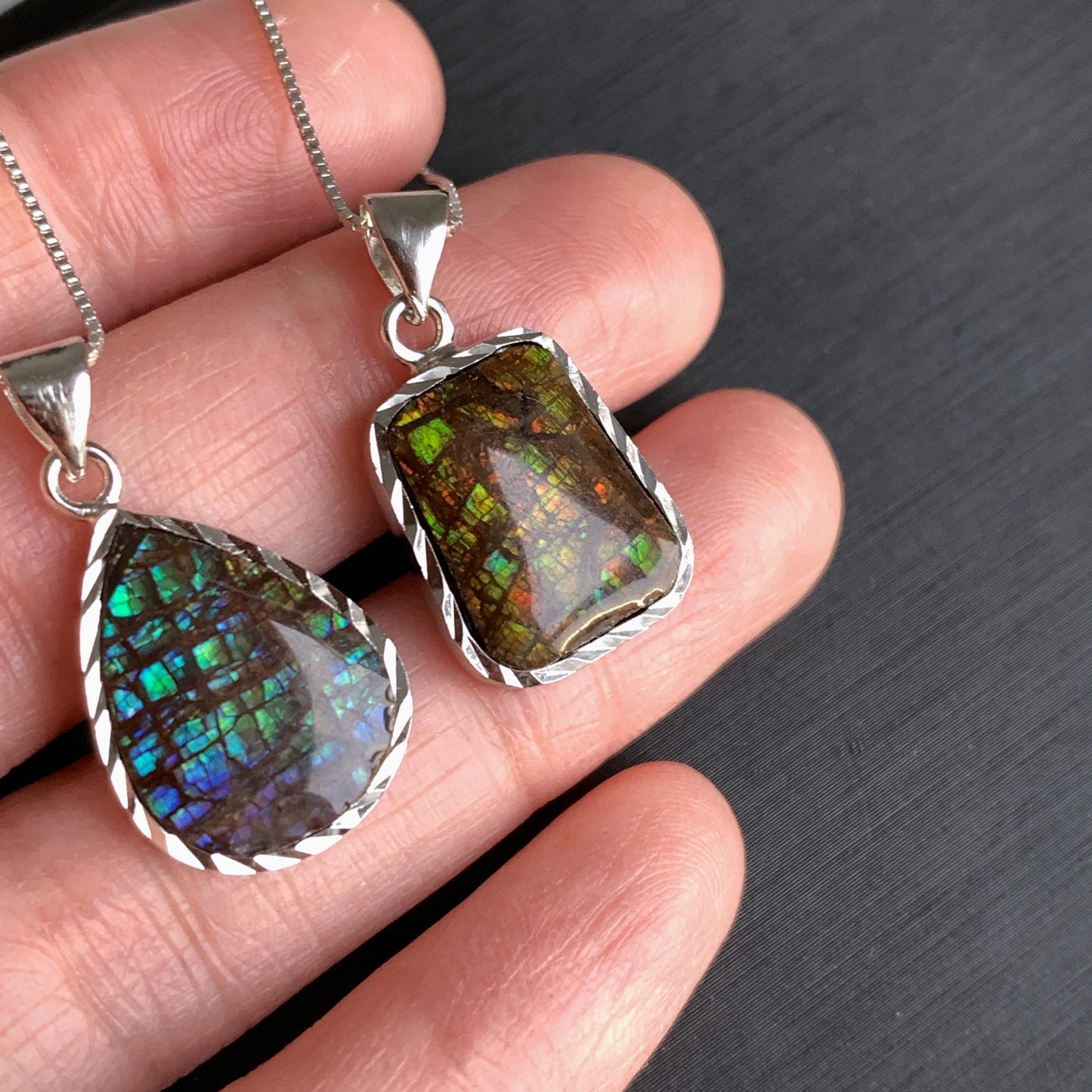 Rare Rainbow Ammolite 925 Sterling Silver Pendant (chain excluded) - Crystal Moment